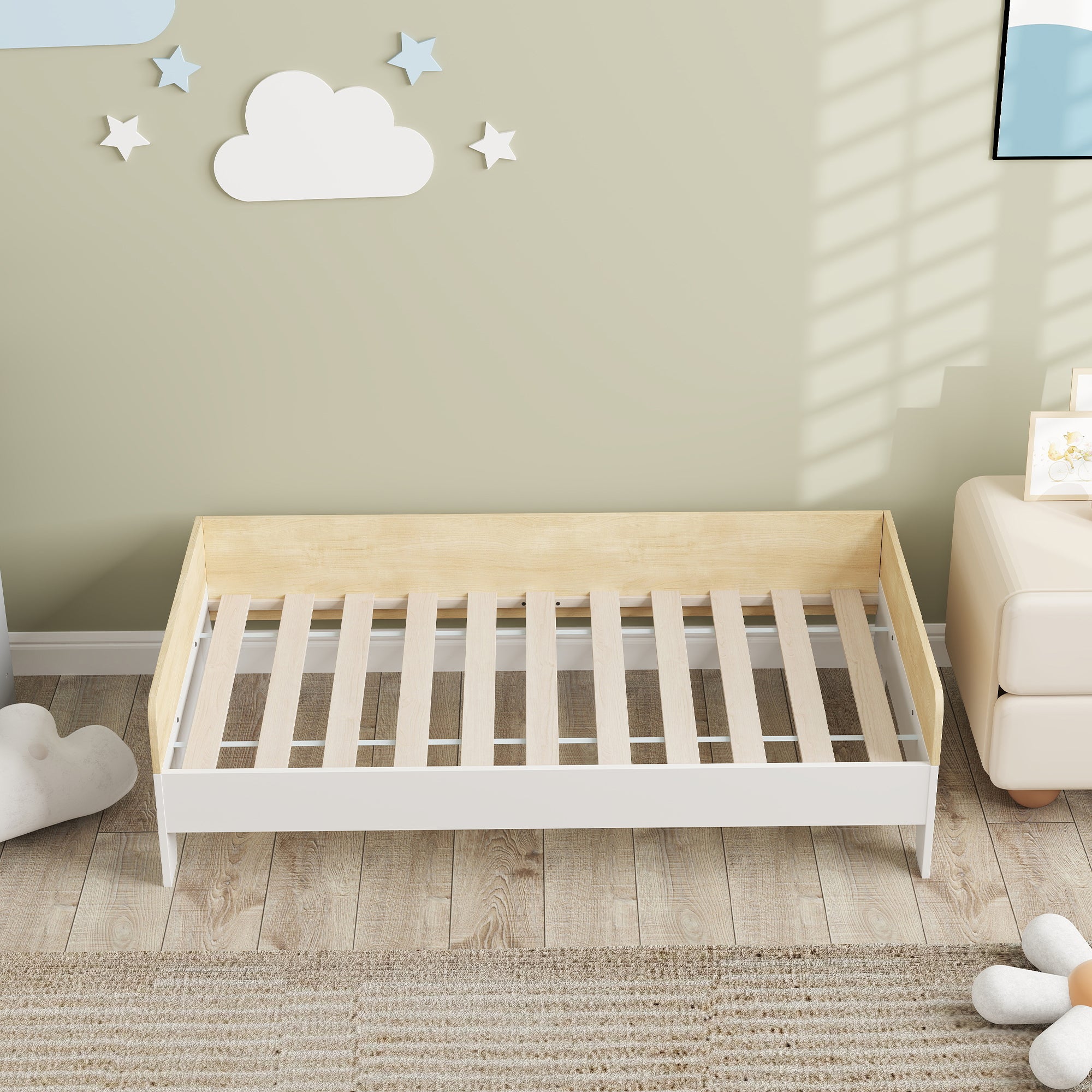 Cama para Crianças Branca e de Madeira 143,5x74x40 cm
