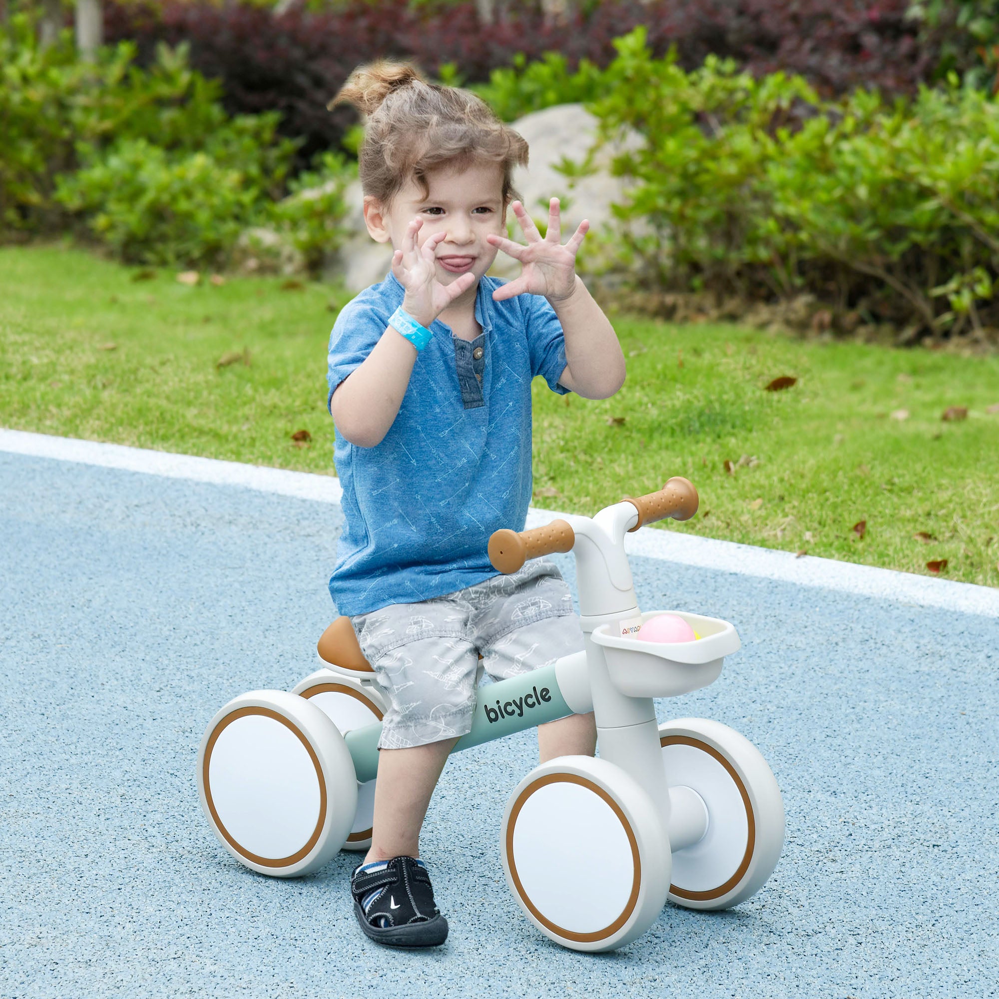 Bicicleta de Equilíbrio Verde para Crianças de 1 a 3 Anos - 56x27x39 cm