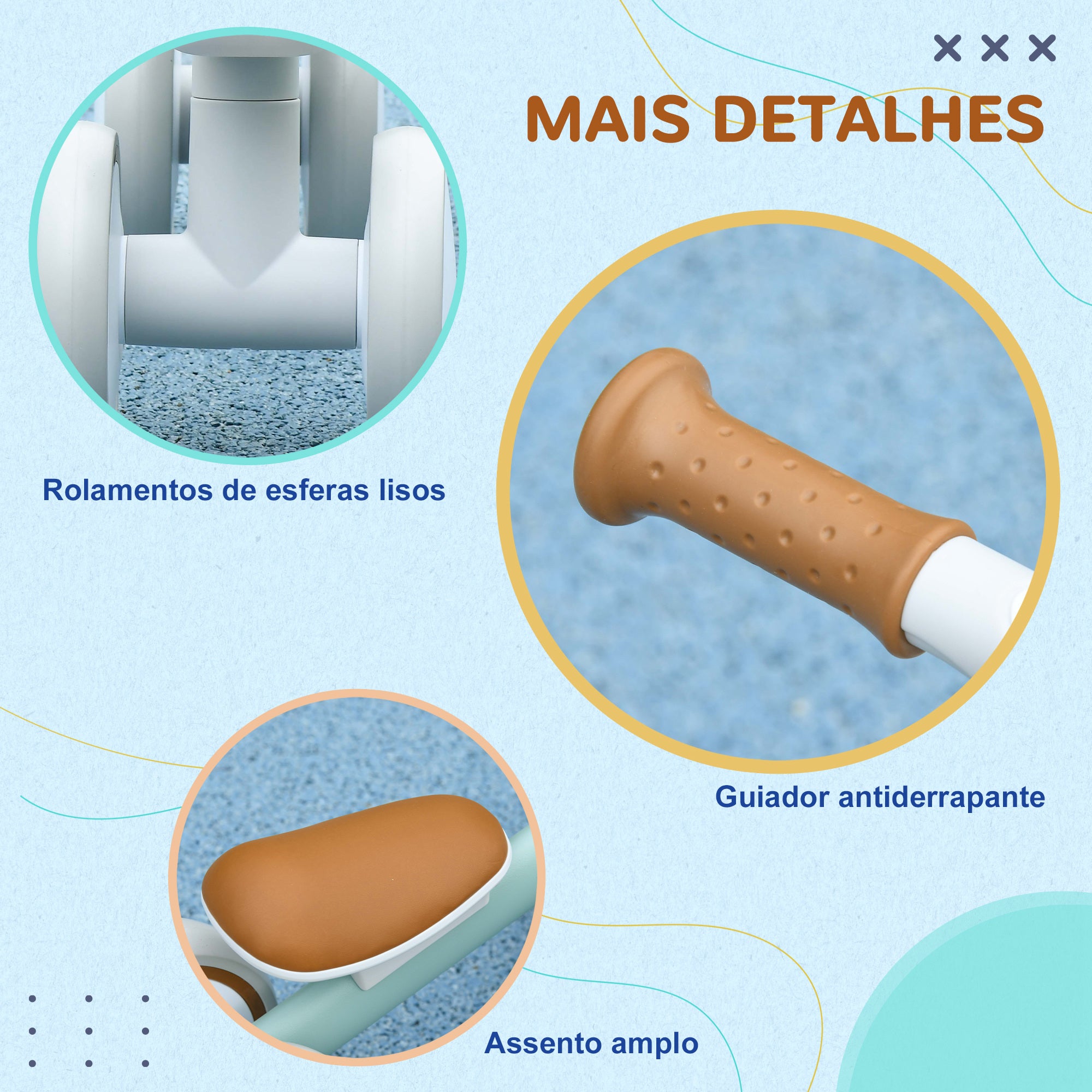 Bicicleta de Equilíbrio Verde para Crianças de 1 a 3 Anos - 56x27x39 cm