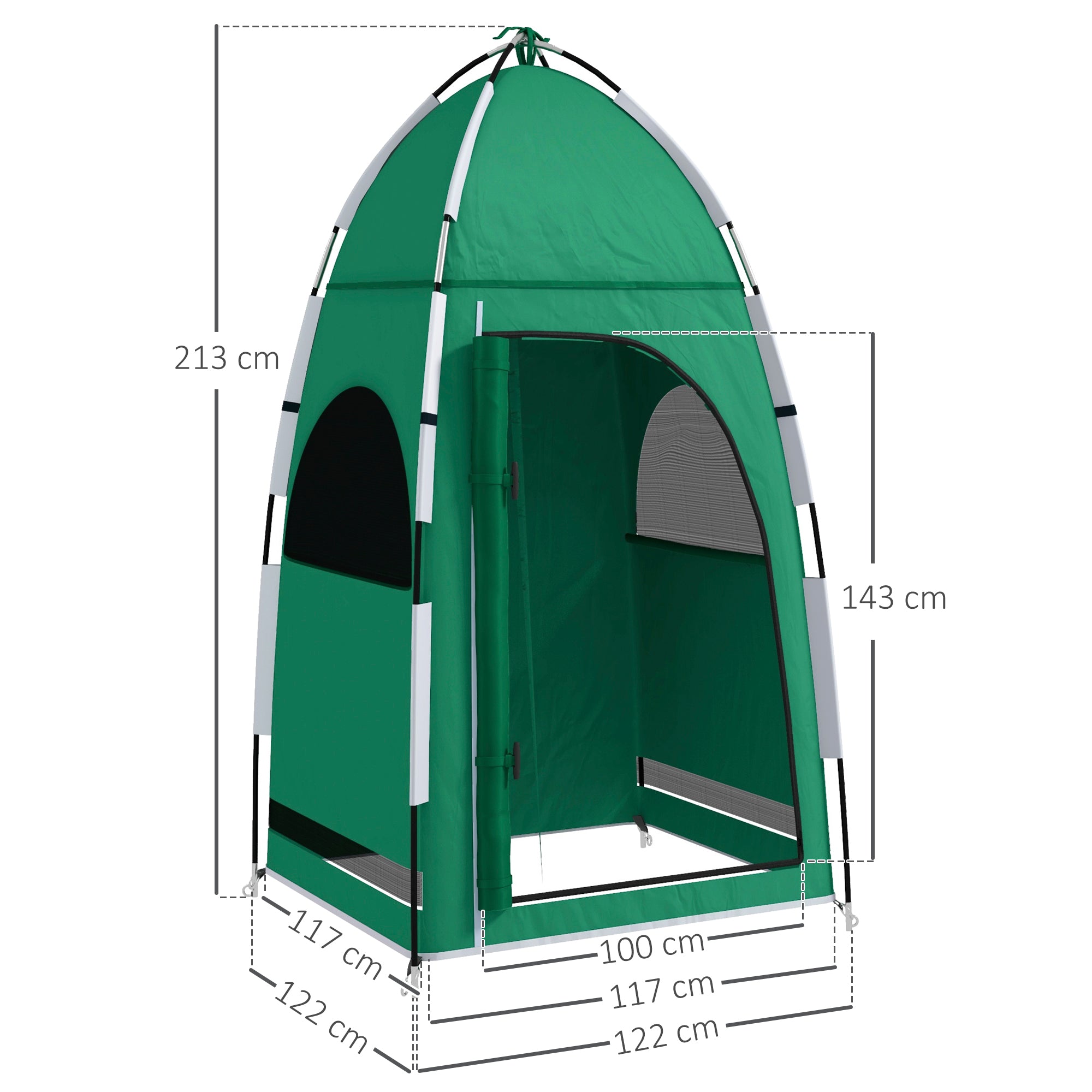 Tenda de Duche Portátil Verde 122x122x213 cm - Espaço Privado e Funcional
