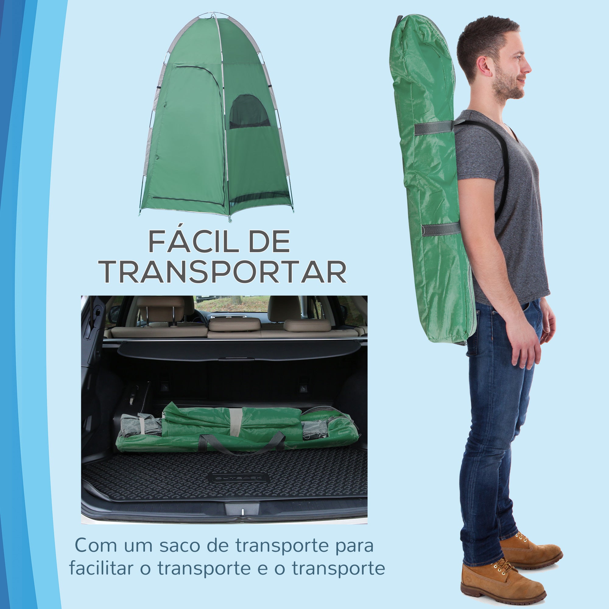 Tenda de Duche Portátil Verde 122x122x213 cm - Espaço Privado e Funcional