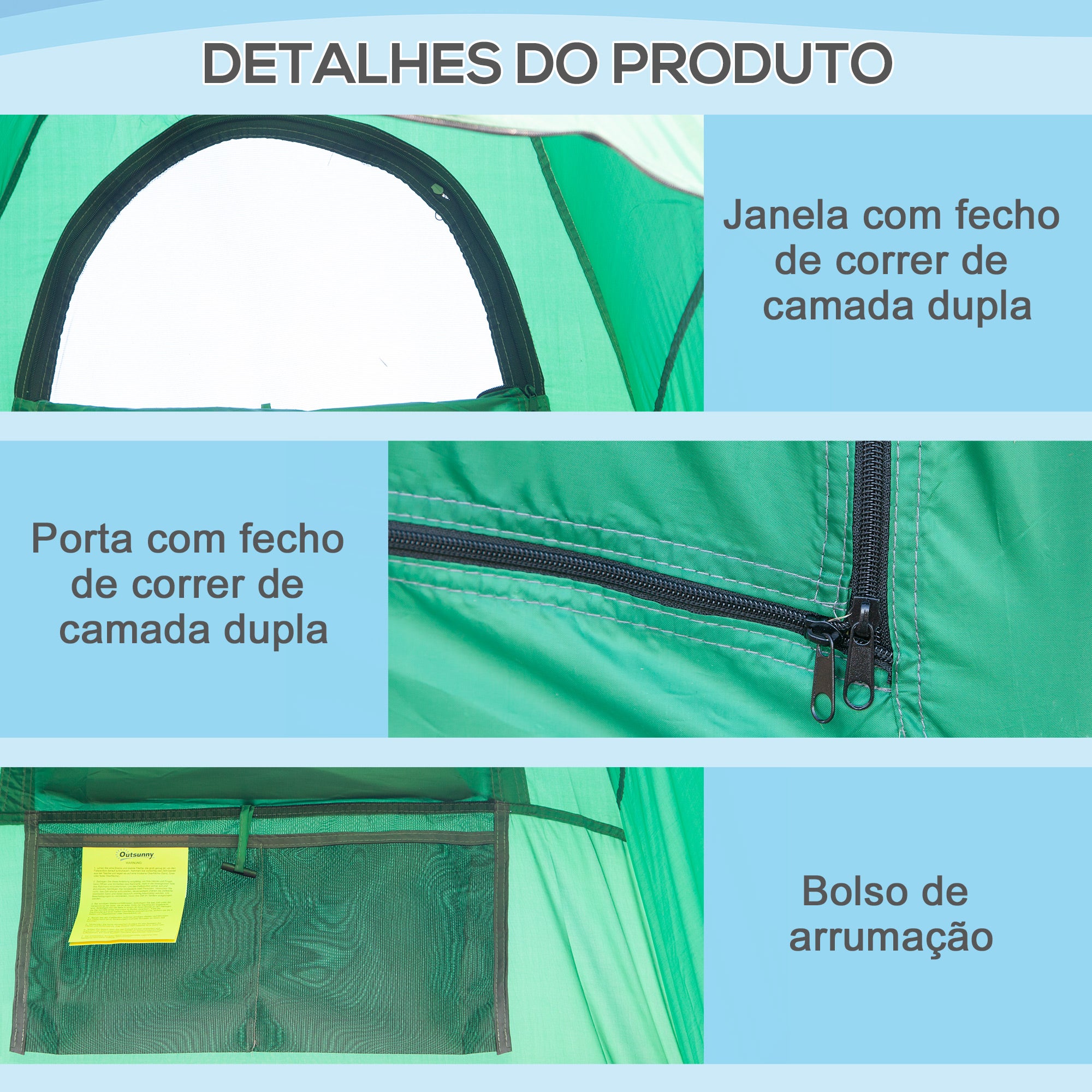 Tenda de Duche Portátil Verde 122x122x213 cm - Espaço Privado e Funcional