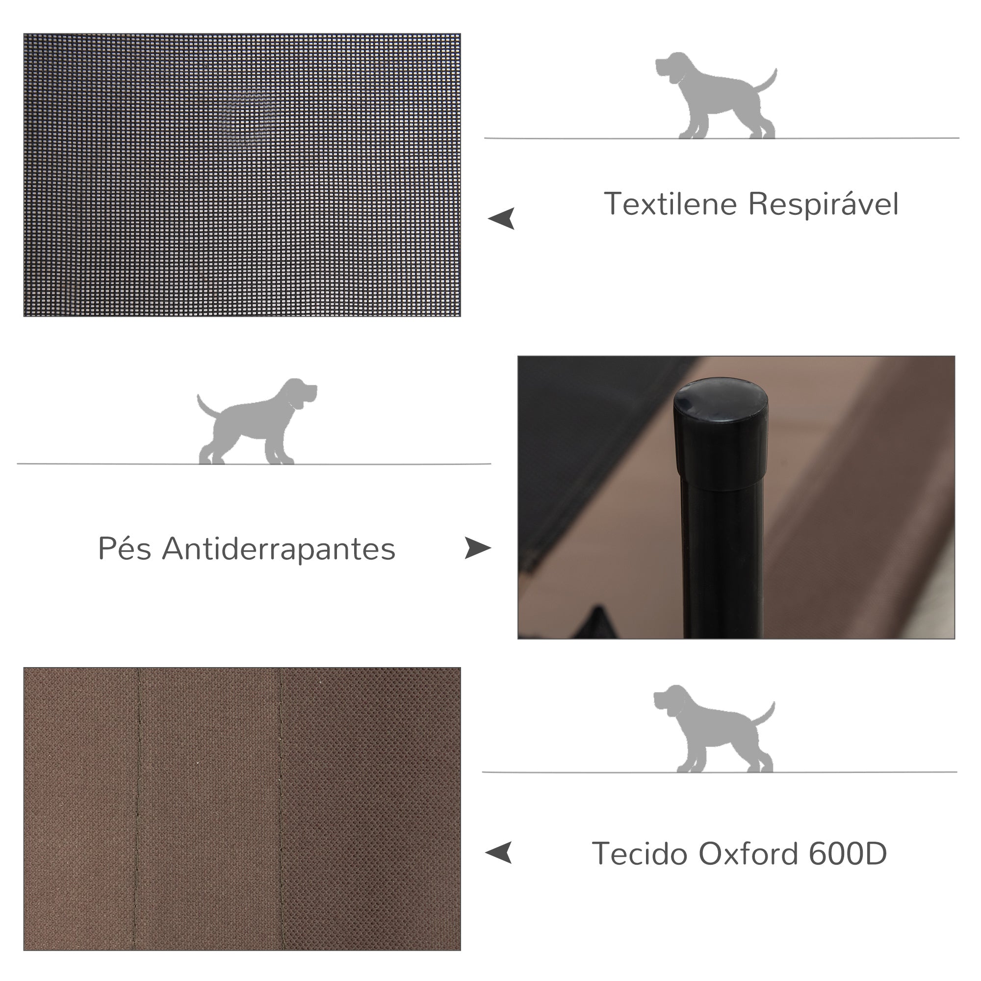 Cama para Animais de Estimação – 76x61x18cm – Marrom – Metal e Tecido Oxford