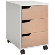 Bloco de Gavetas com 3 Gavetas e 4 Rodas 40x50x57,5 cm - Madeira e Branco