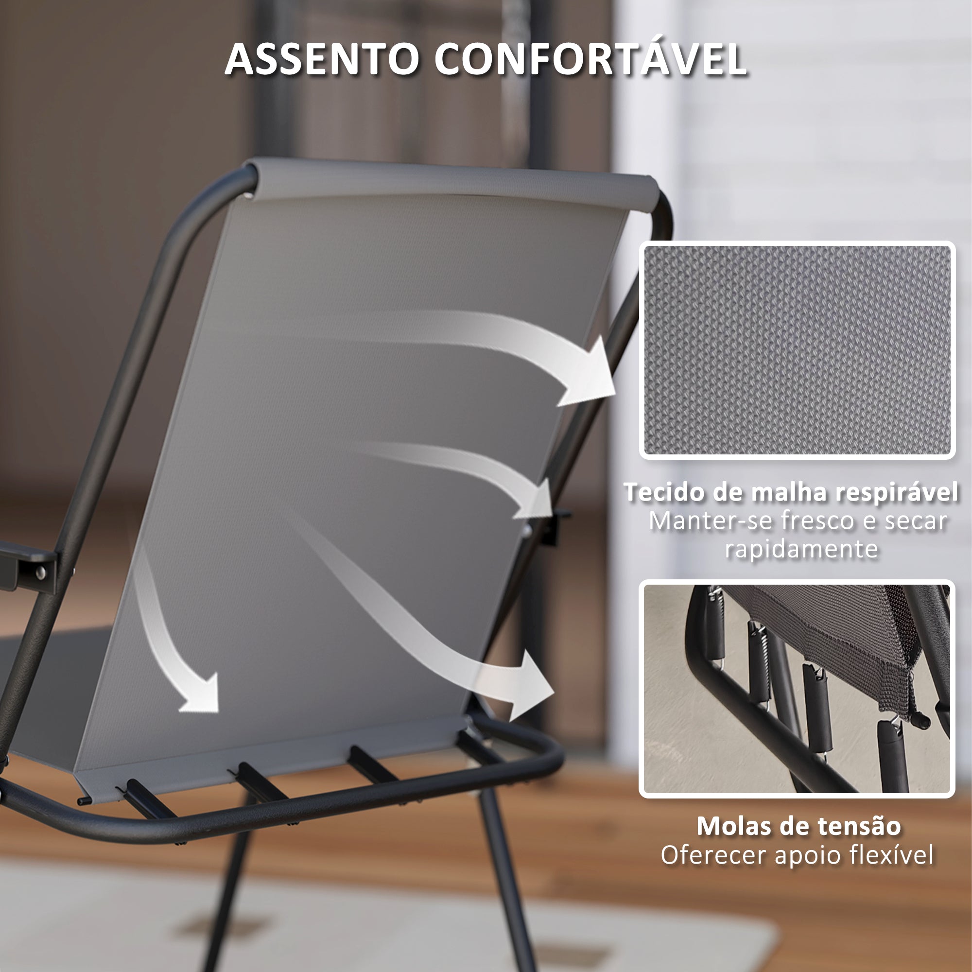 Conjunto de Mesa e Cadeiras de Jardim 6 Peças Cinzento Ø80x70 cm