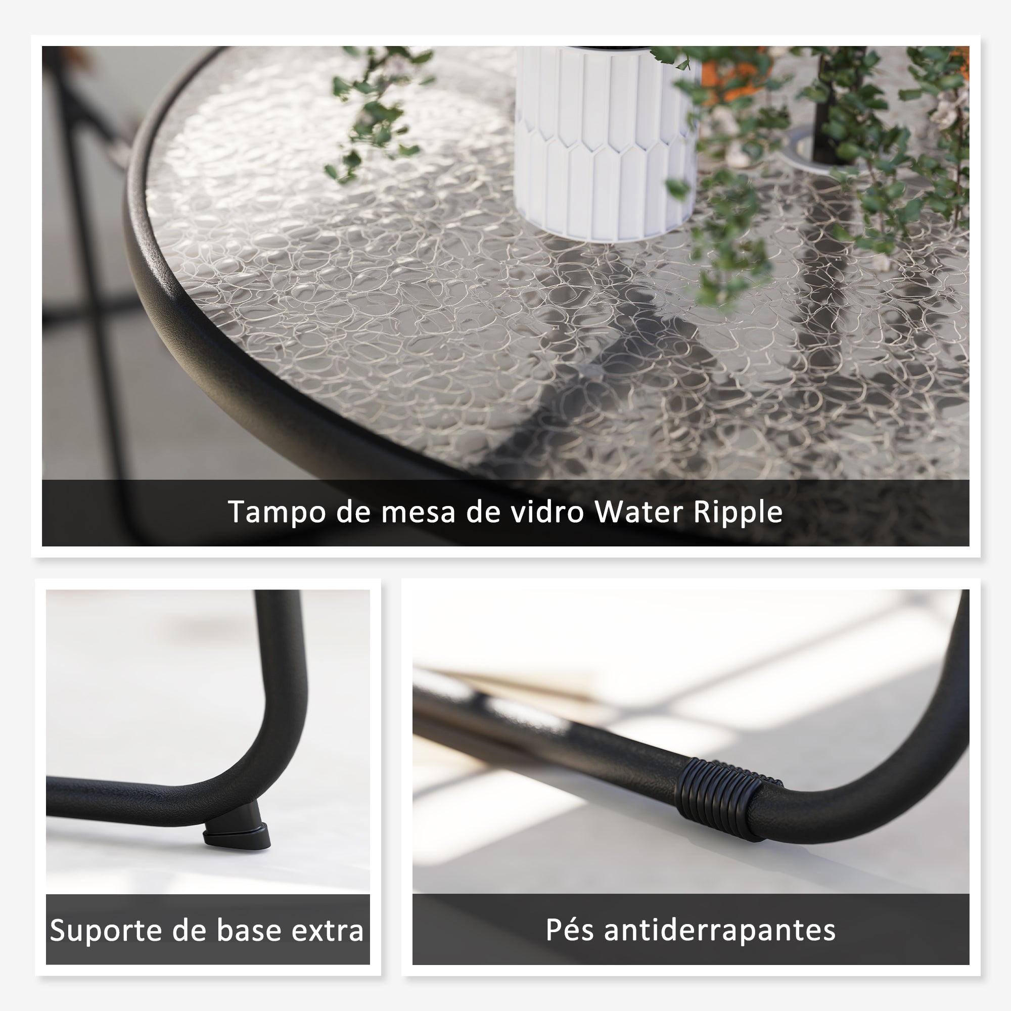 Conjunto de Mesa e Cadeiras de Jardim 6 Peças Cinzento Ø80x70 cm