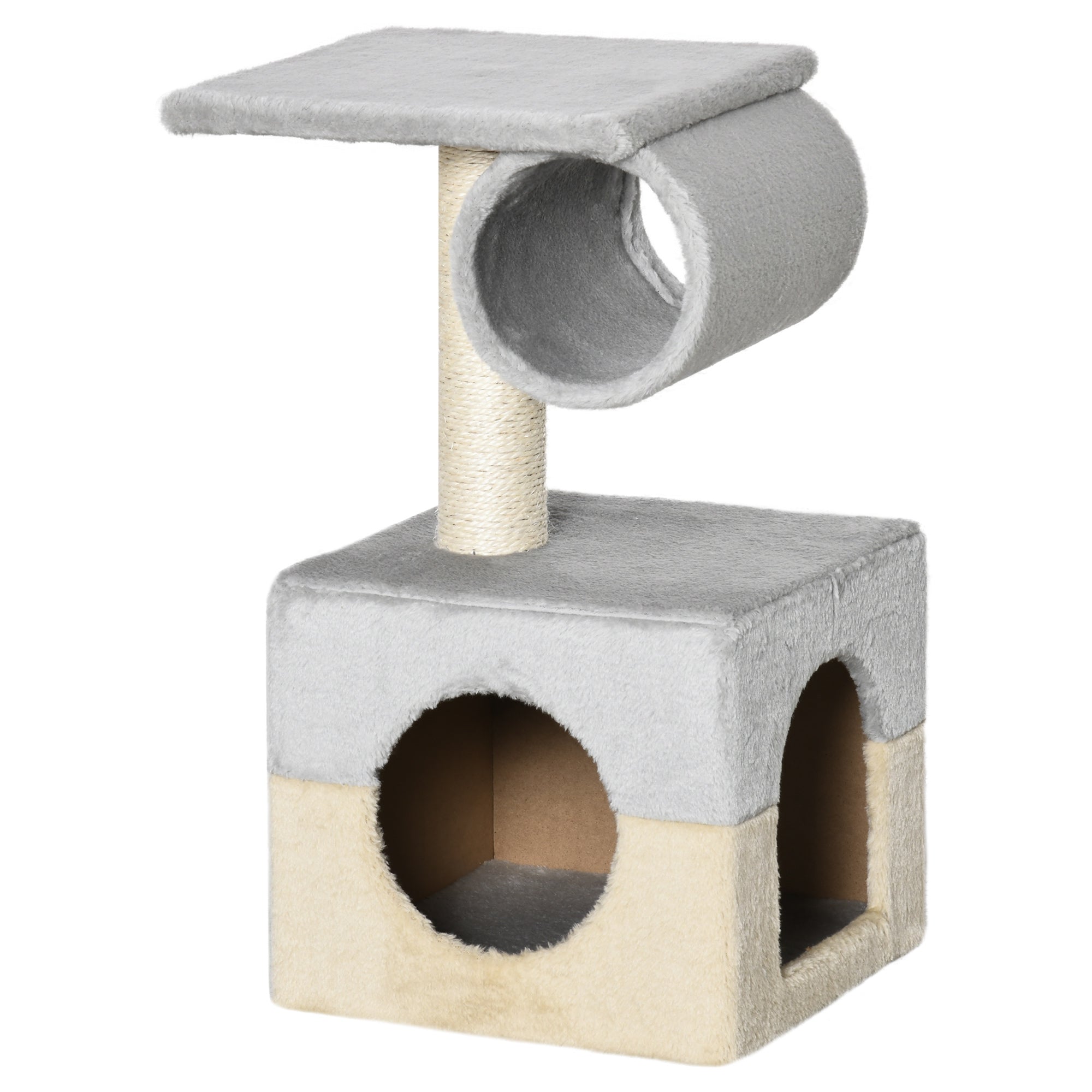 Arranhador para Gatos com Poste de Sisal 31x31x58 cm Cinza e Bege
