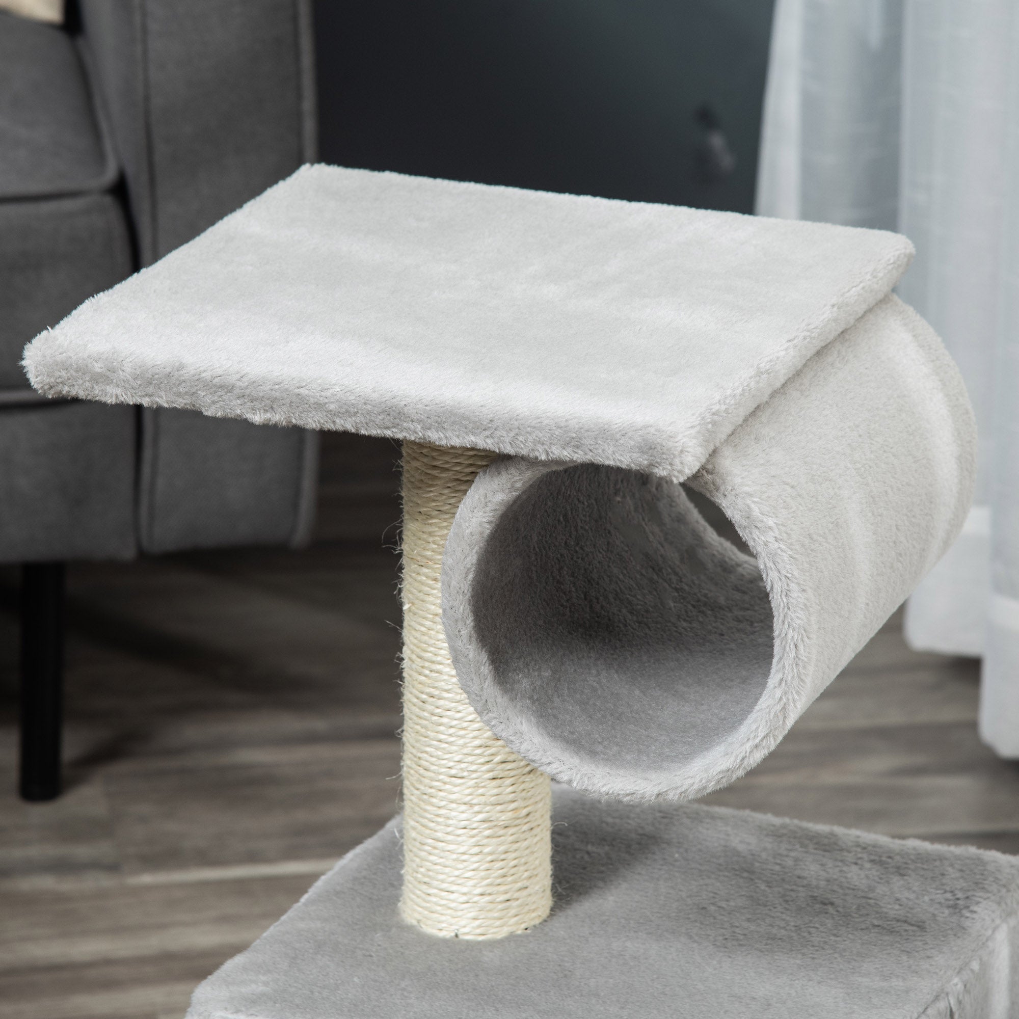 Arranhador para Gatos com Poste de Sisal 31x31x58 cm Cinza e Bege