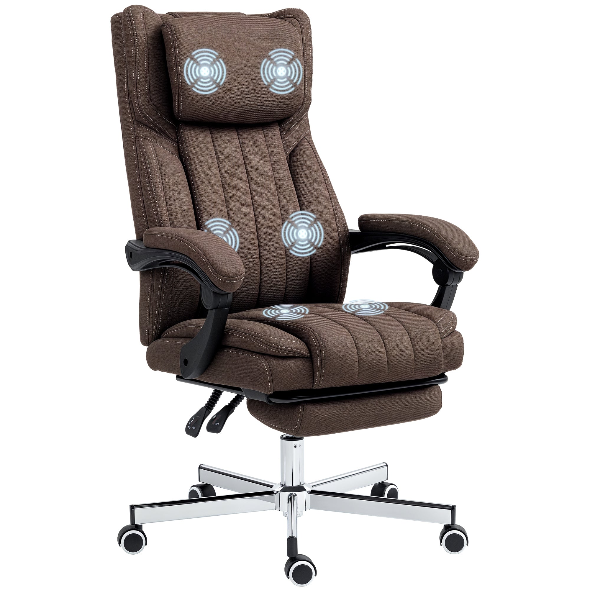Cadeira de Escritório com Massagem por Vibração 6 Pontos Marrom Escuro 65x61x101-113 cm