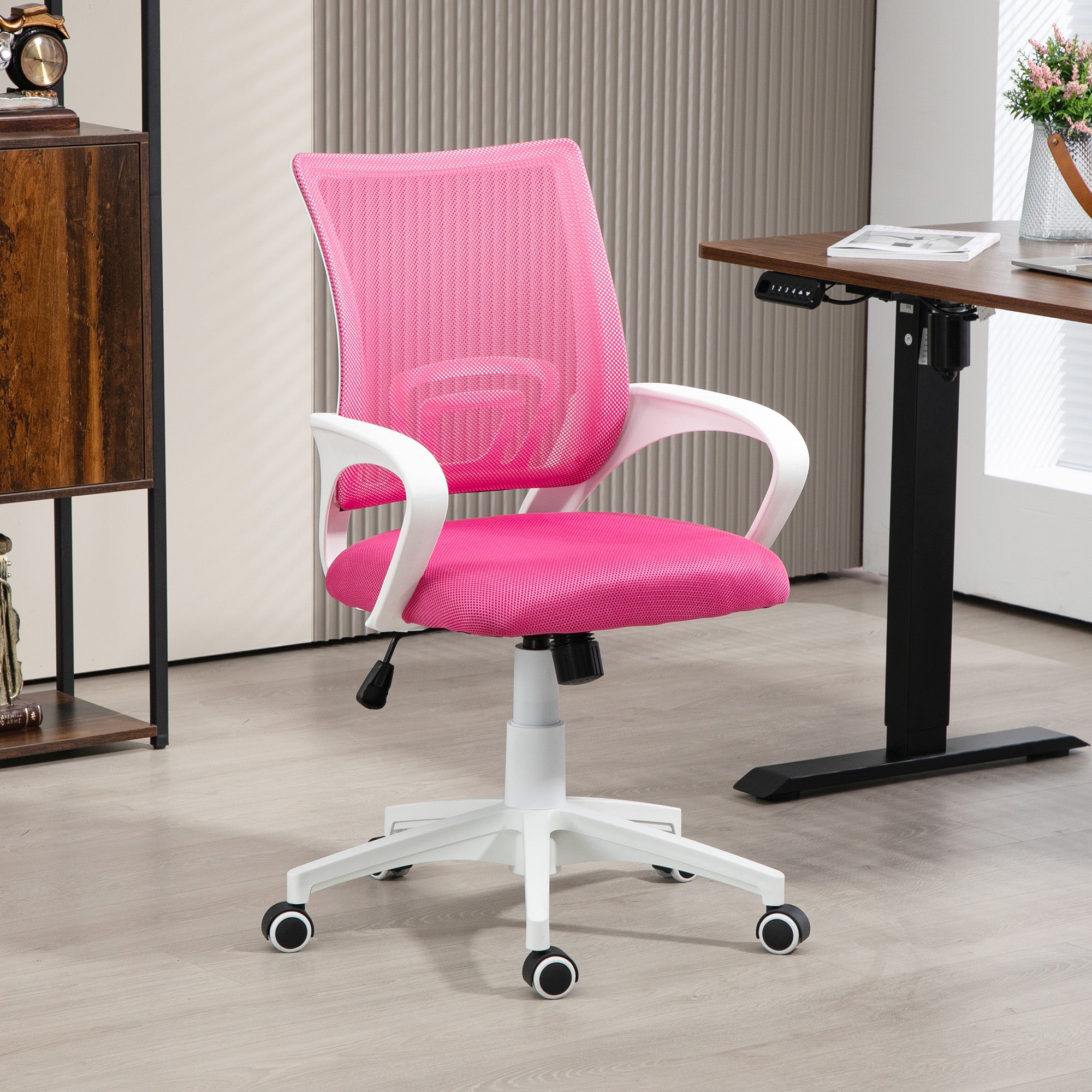 Cadeira de Escritório de Malha Rosa 57x55x89-109 cm