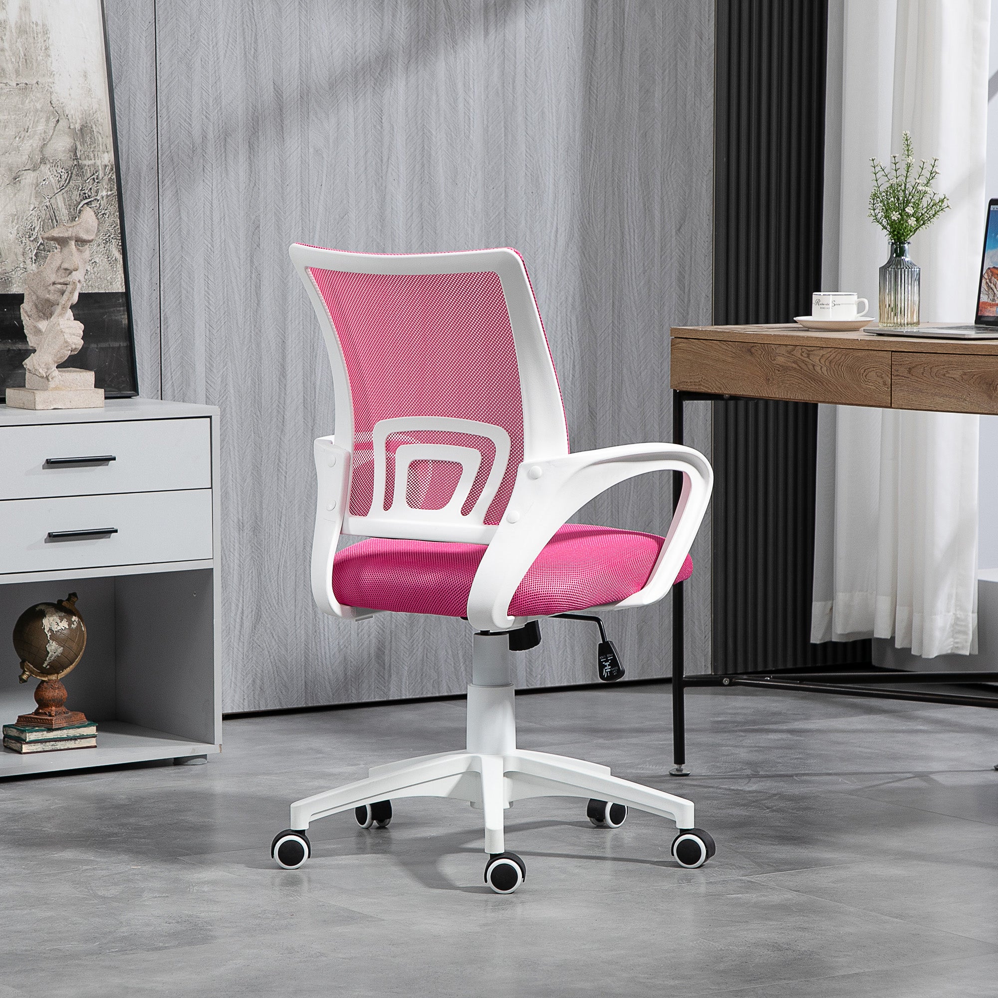 Cadeira de Escritório de Malha Rosa 57x55x89-109 cm