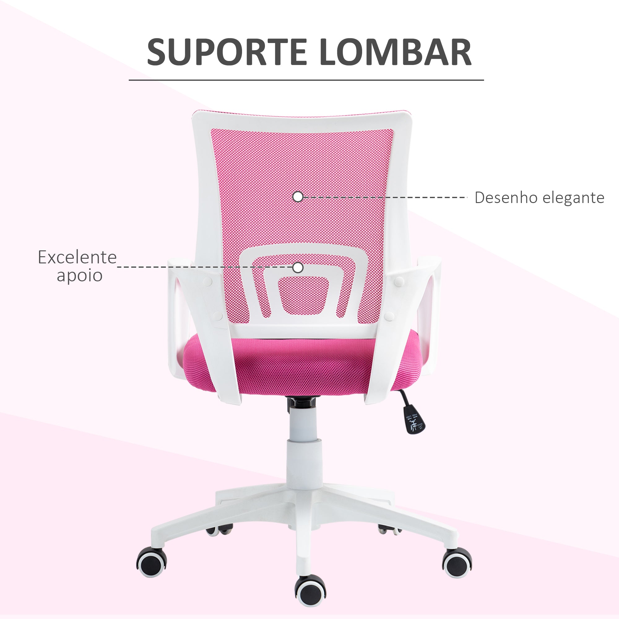 Cadeira de Escritório de Malha Rosa 57x55x89-109 cm