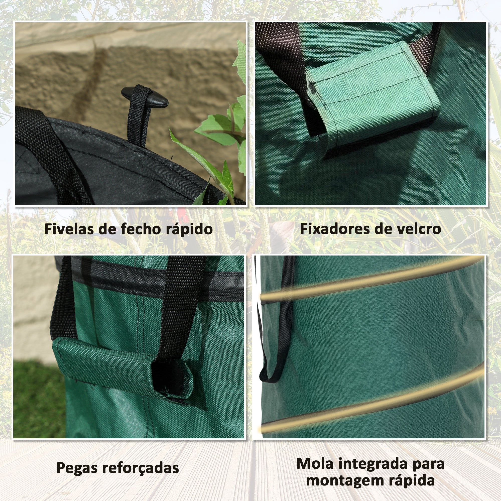 Conjunto de 4 Sacos para Resíduos de Jardim Ø47x50 cm Verde