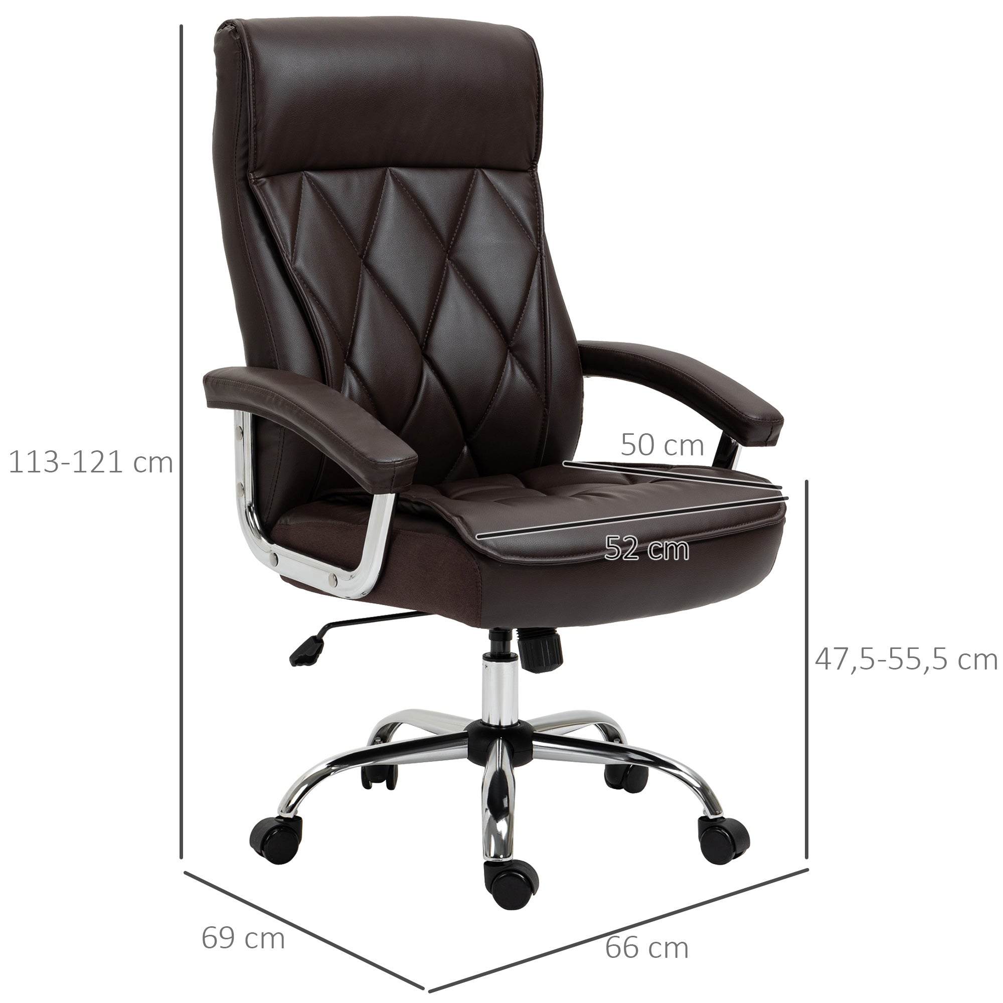 Cadeira de Escritório Ergonômica Marrom 66x69x121cm