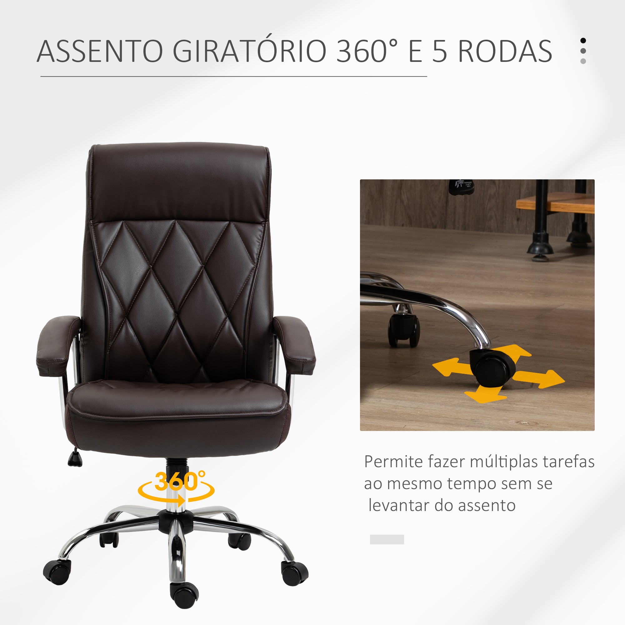 Cadeira de Escritório Ergonômica Marrom 66x69x121cm