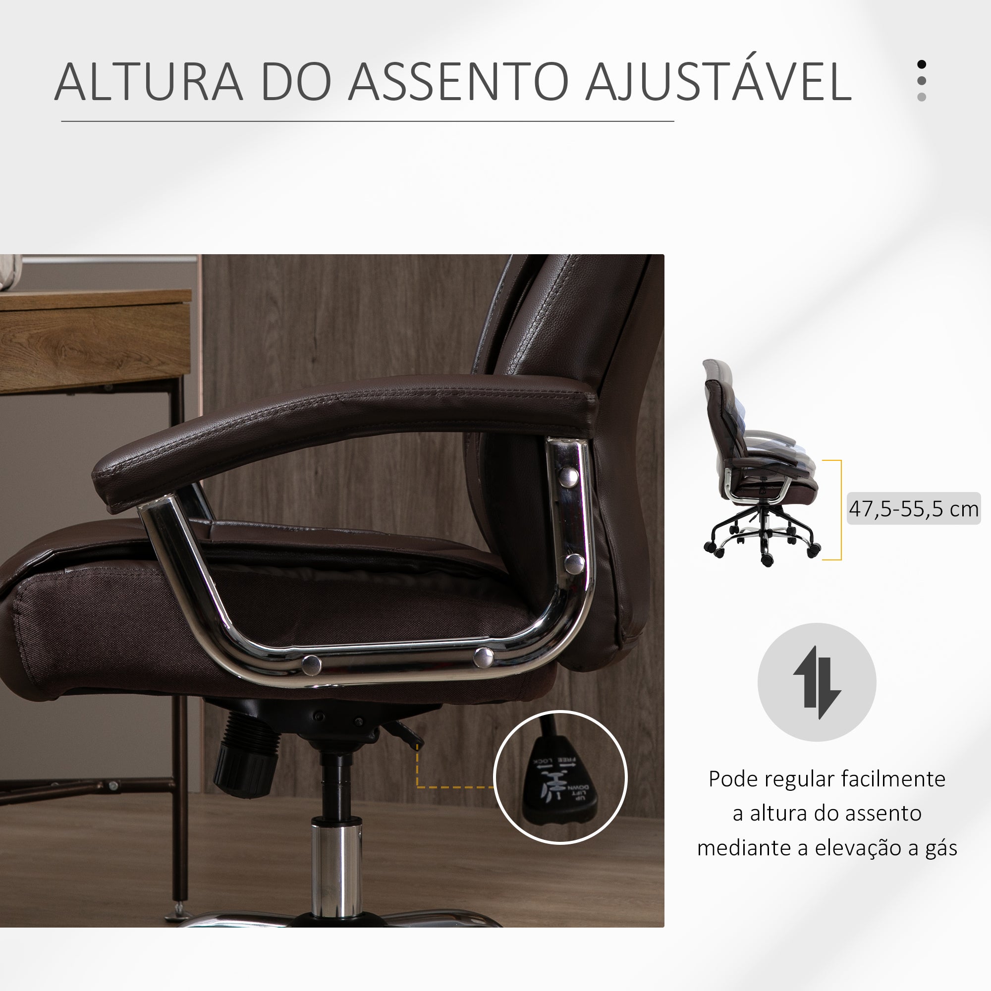 Cadeira de Escritório Ergonômica Marrom 66x69x121cm