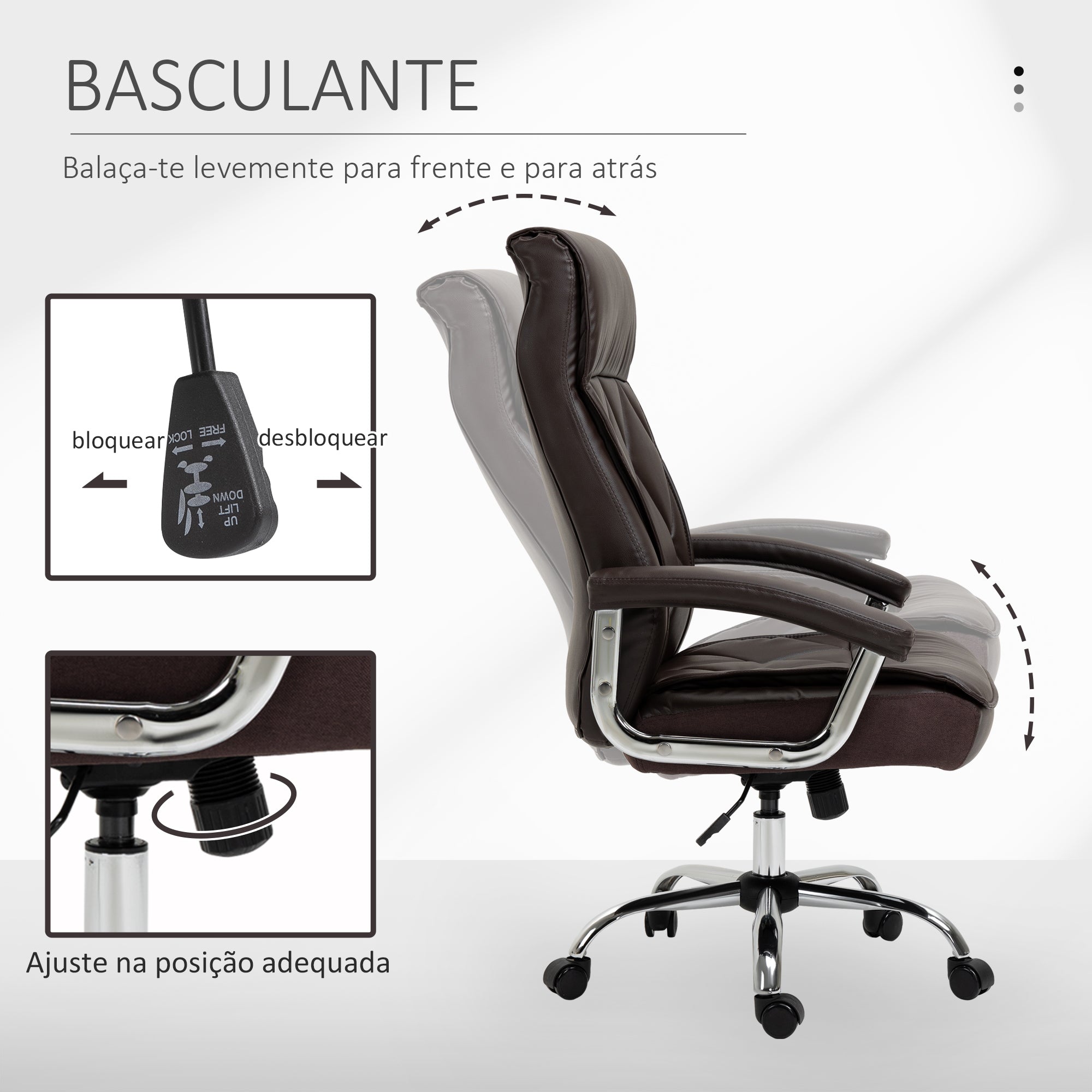 Cadeira de Escritório Ergonômica Marrom 66x69x121cm