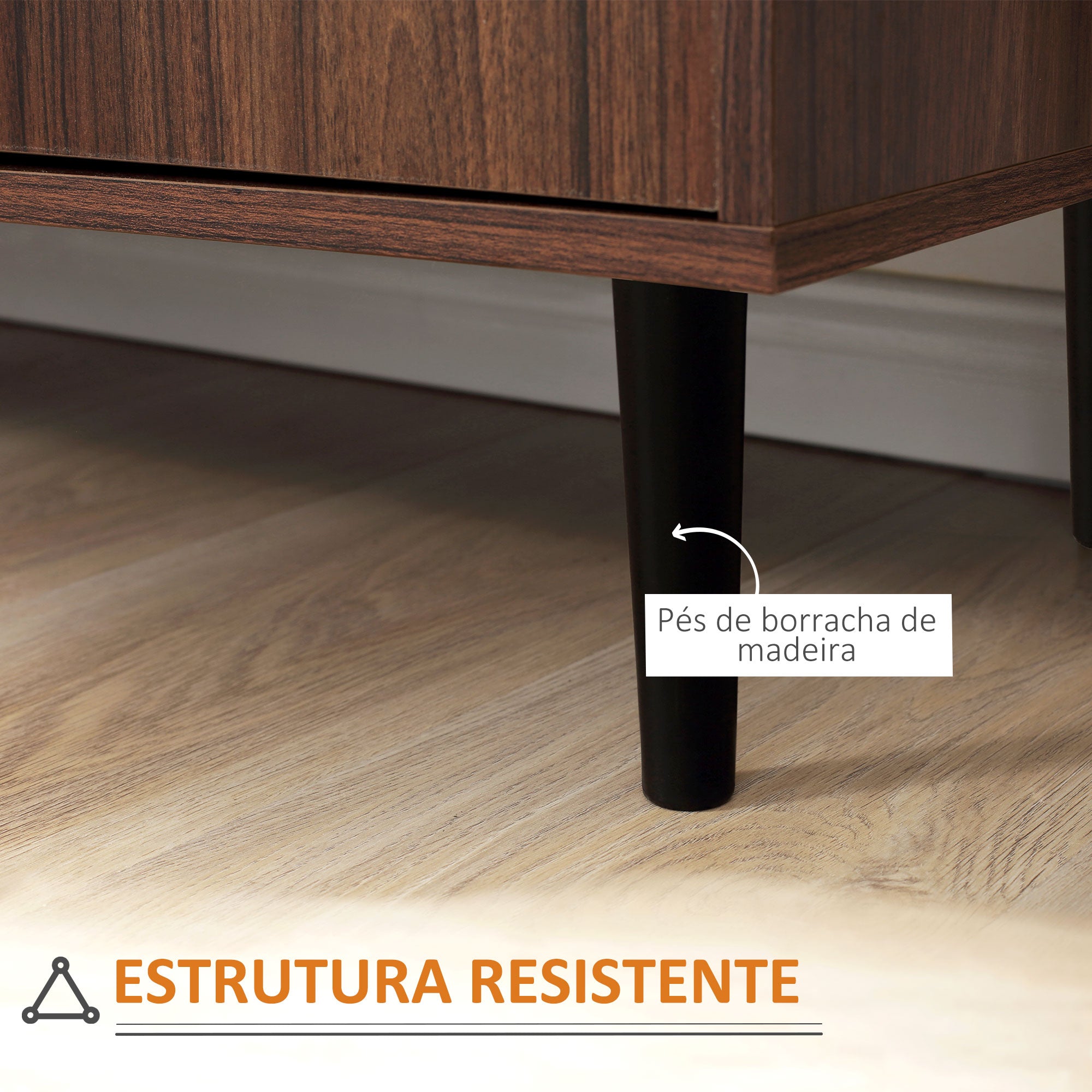 Aparador Buffet Moderno 127x40x76cm Castanho Avermelhado e Preto