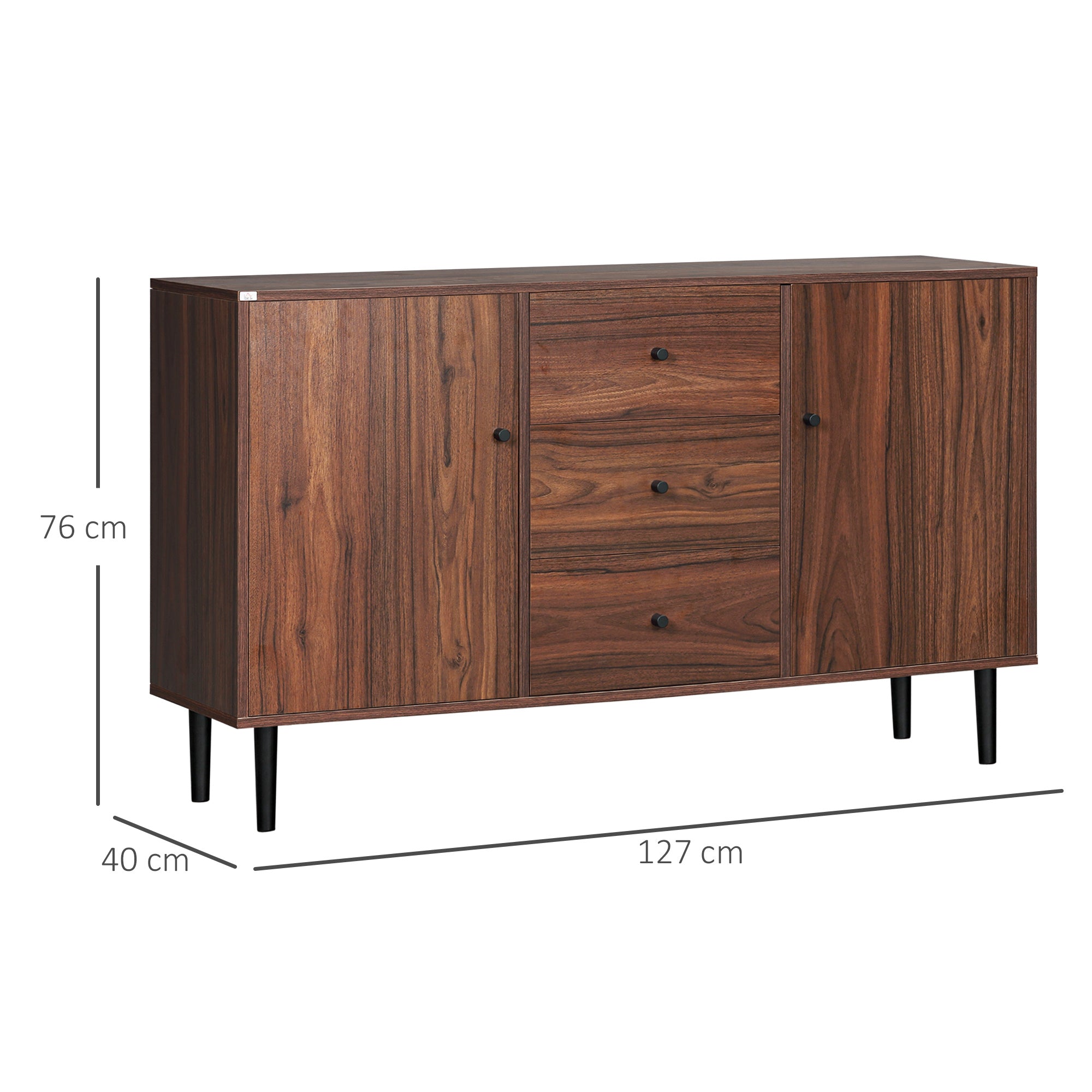 Aparador Buffet Moderno 127x40x76cm Castanho Avermelhado e Preto
