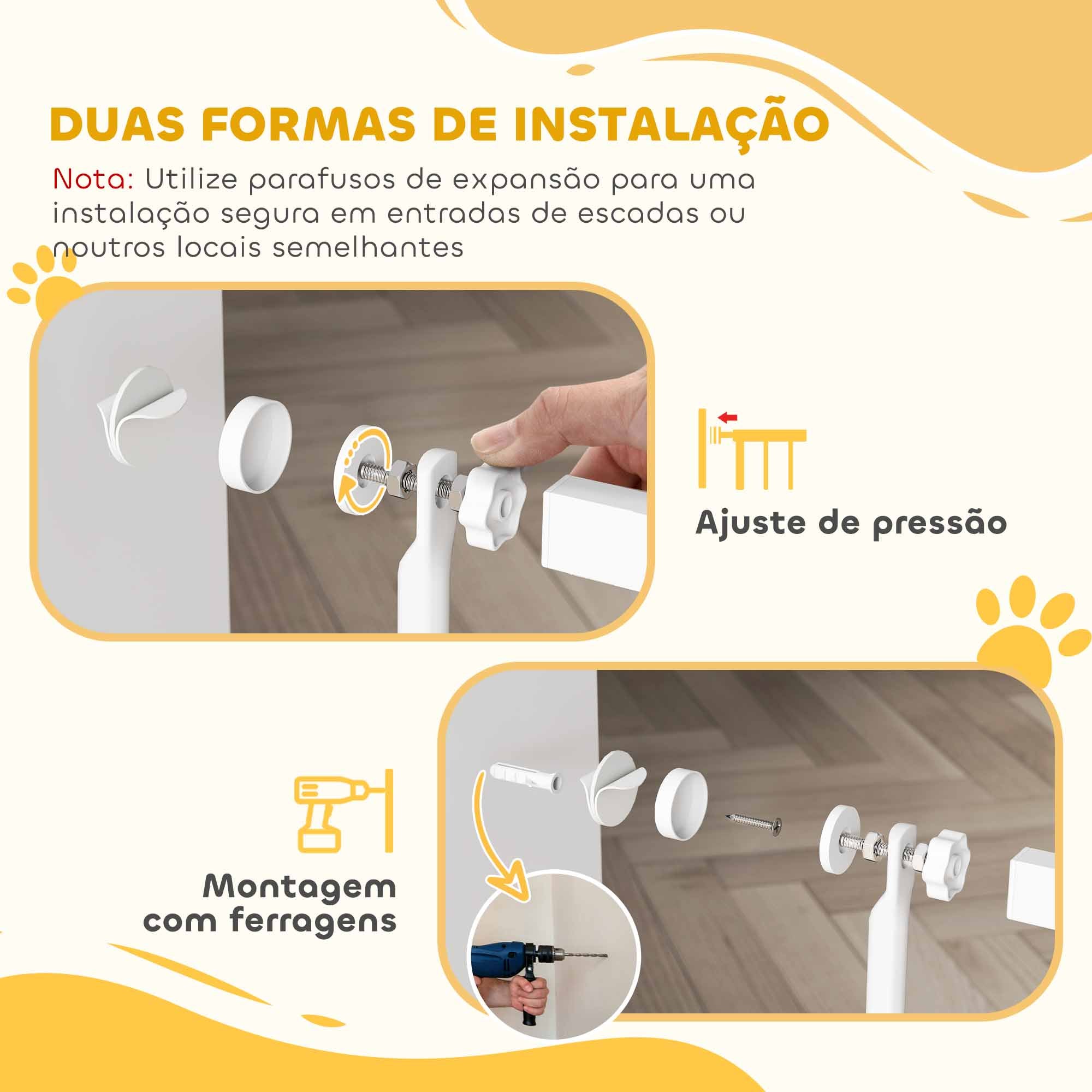 Barreira para Cães Extra Alta – 104x150 cm – Branco – Aço
