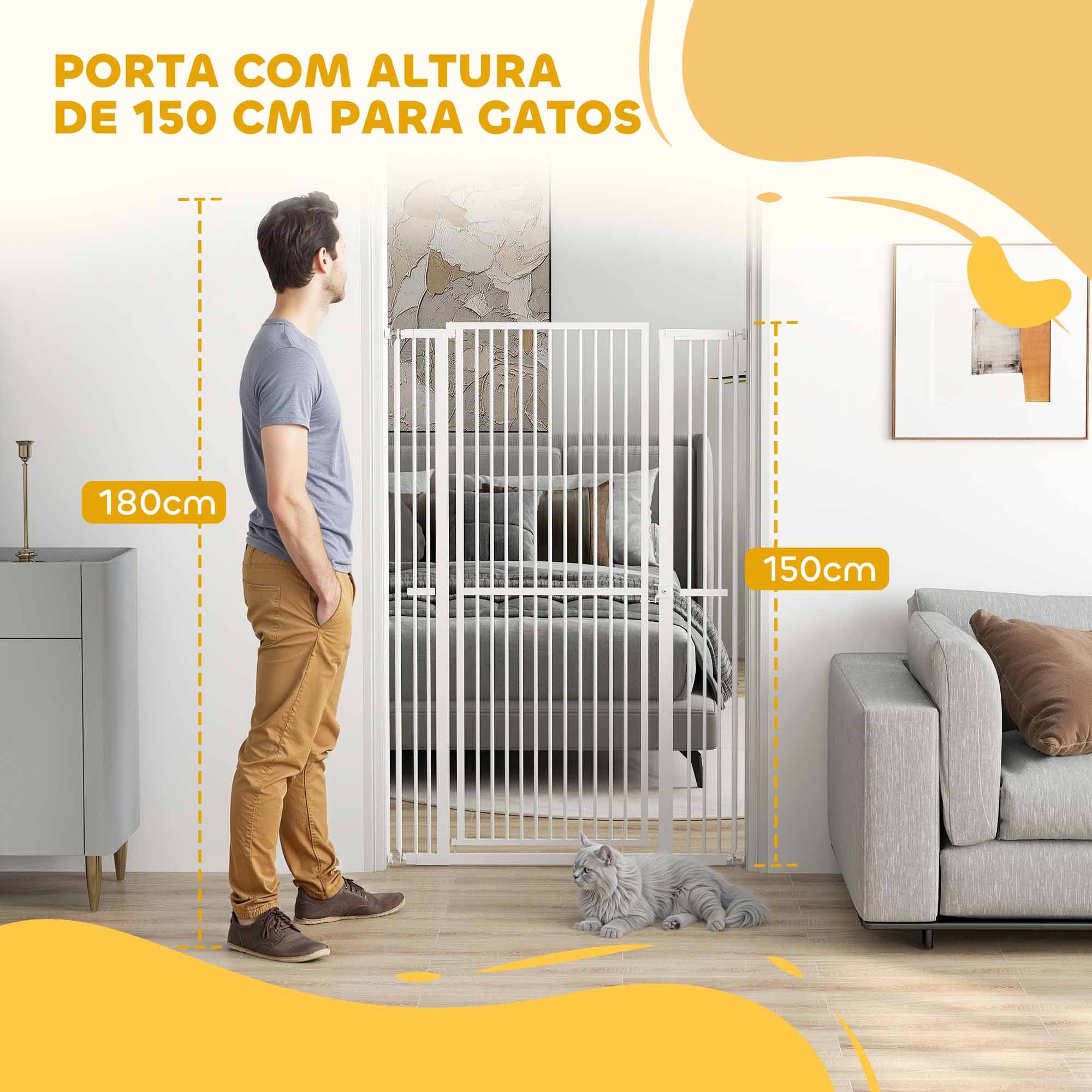 Barreira para Cães Extra Alta – 104x150 cm – Branco – Aço