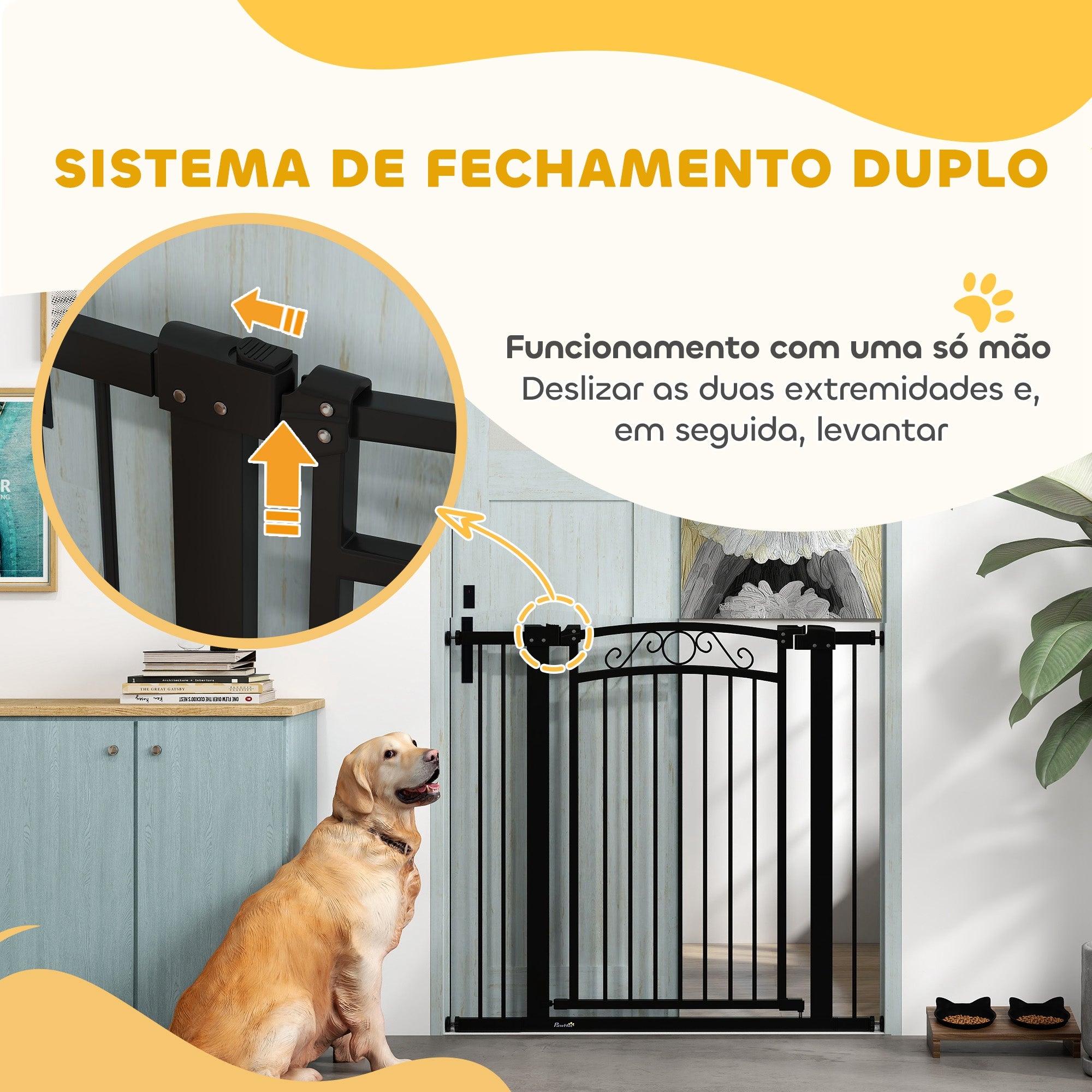 Barreira de Segurança Extensível 104 cm Preto
