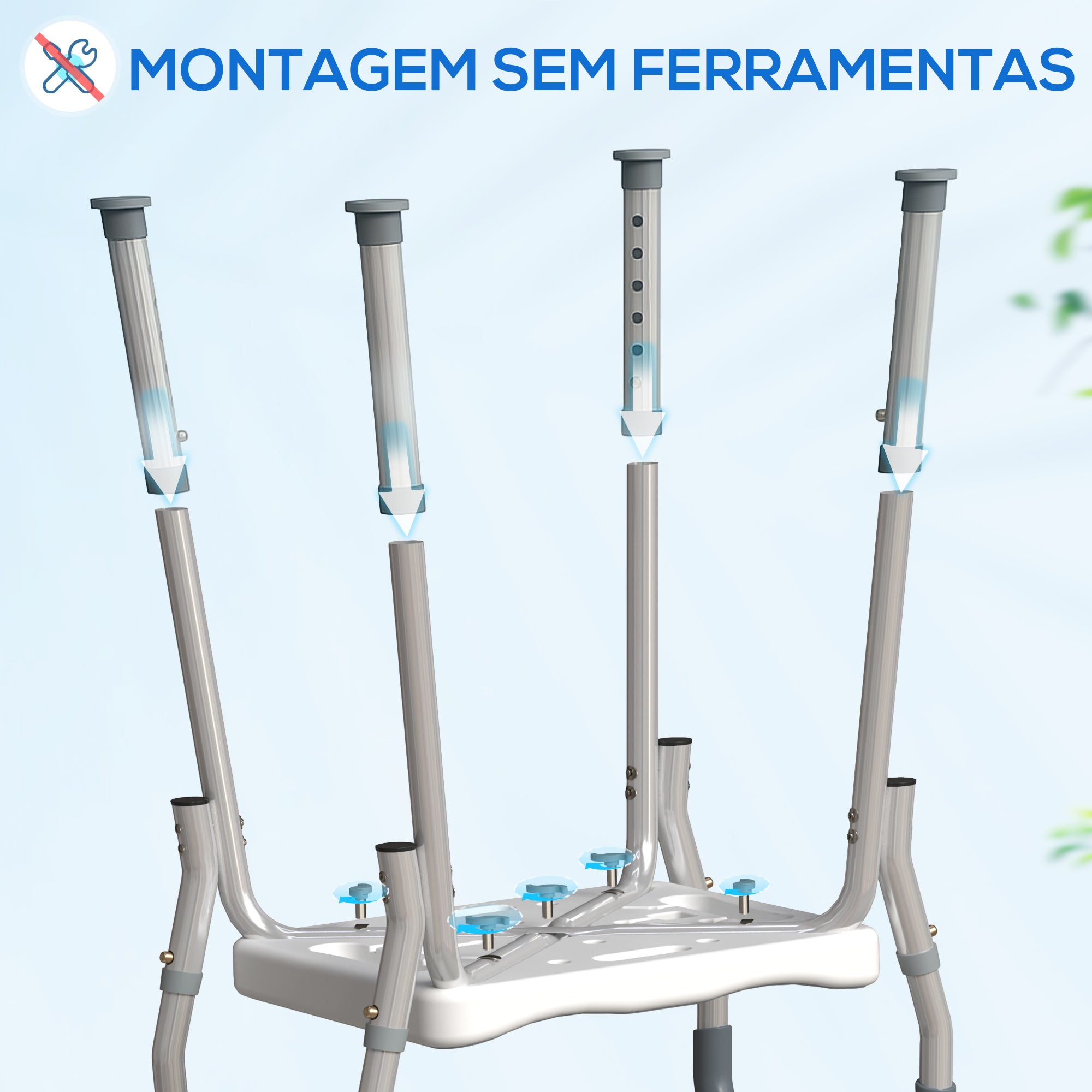 Banco de Duche para Pessoas Idosas – 52x45x57-69 cm – Cinzento – Alumínio e HDPE
