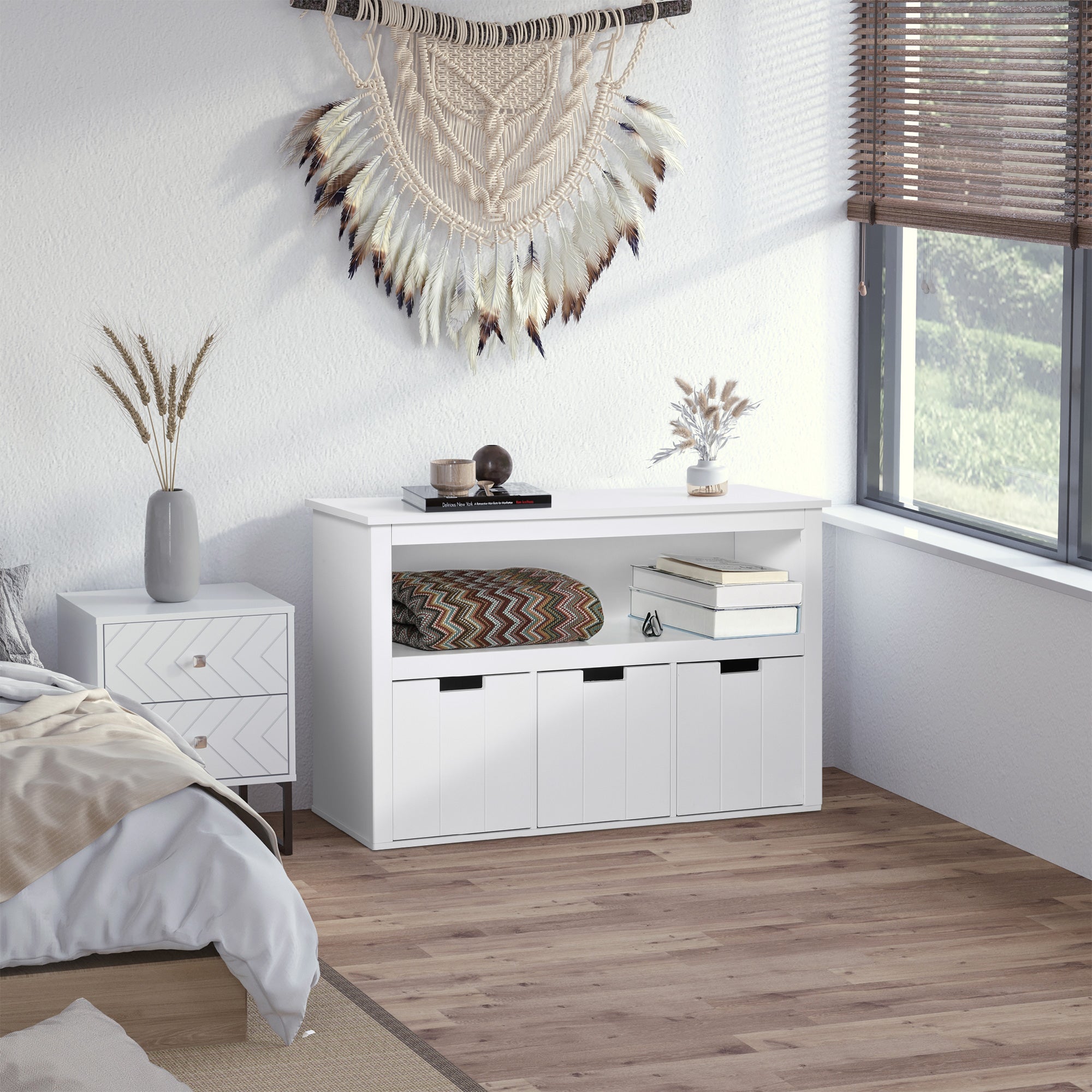 Aparador de Sala de Estar 102x33x61.5cm Branco