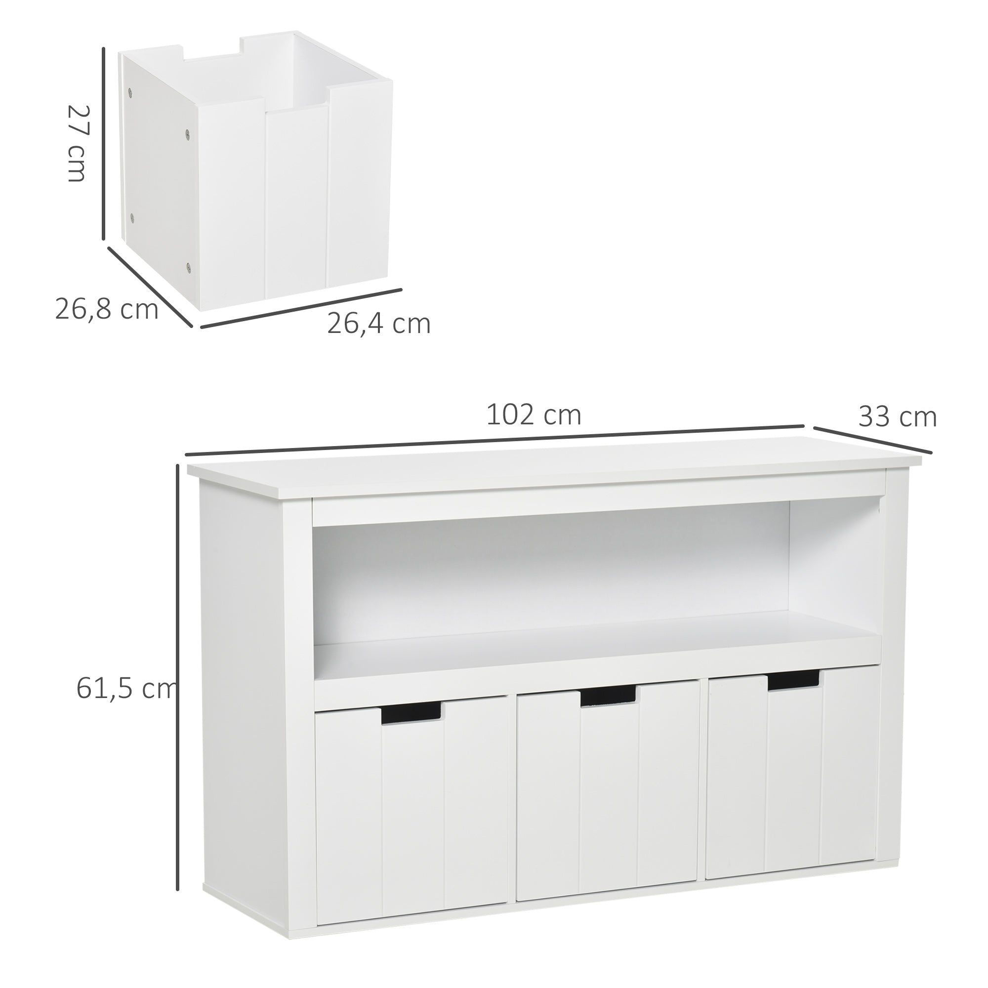 Aparador de Sala de Estar 102x33x61.5cm Branco