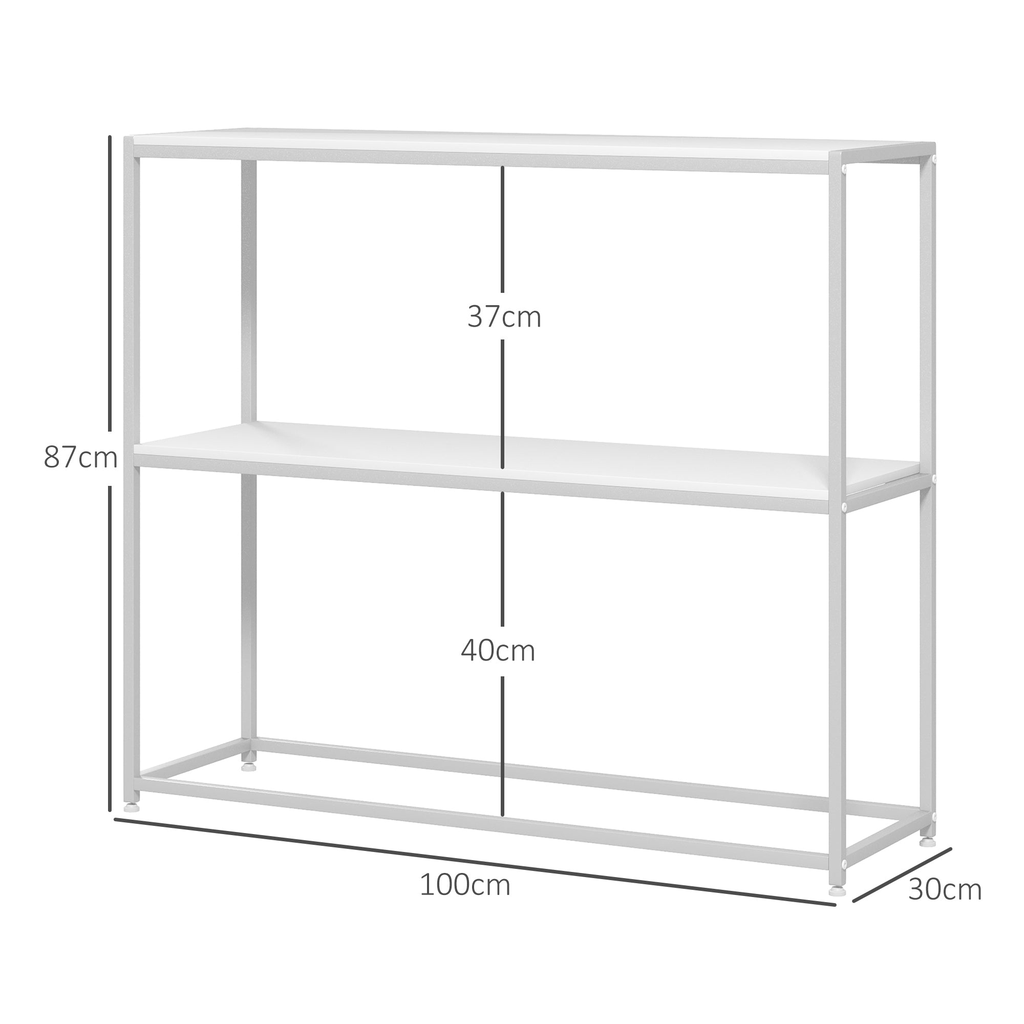 Mesa Consola de Entrada Branca 100x30x87 cm - Estante Aberto e Estrutura de Aço