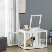 Gaiola para Cães de Tamanho Médio – 80x50x56,5 cm – Branco – Aço e MDF