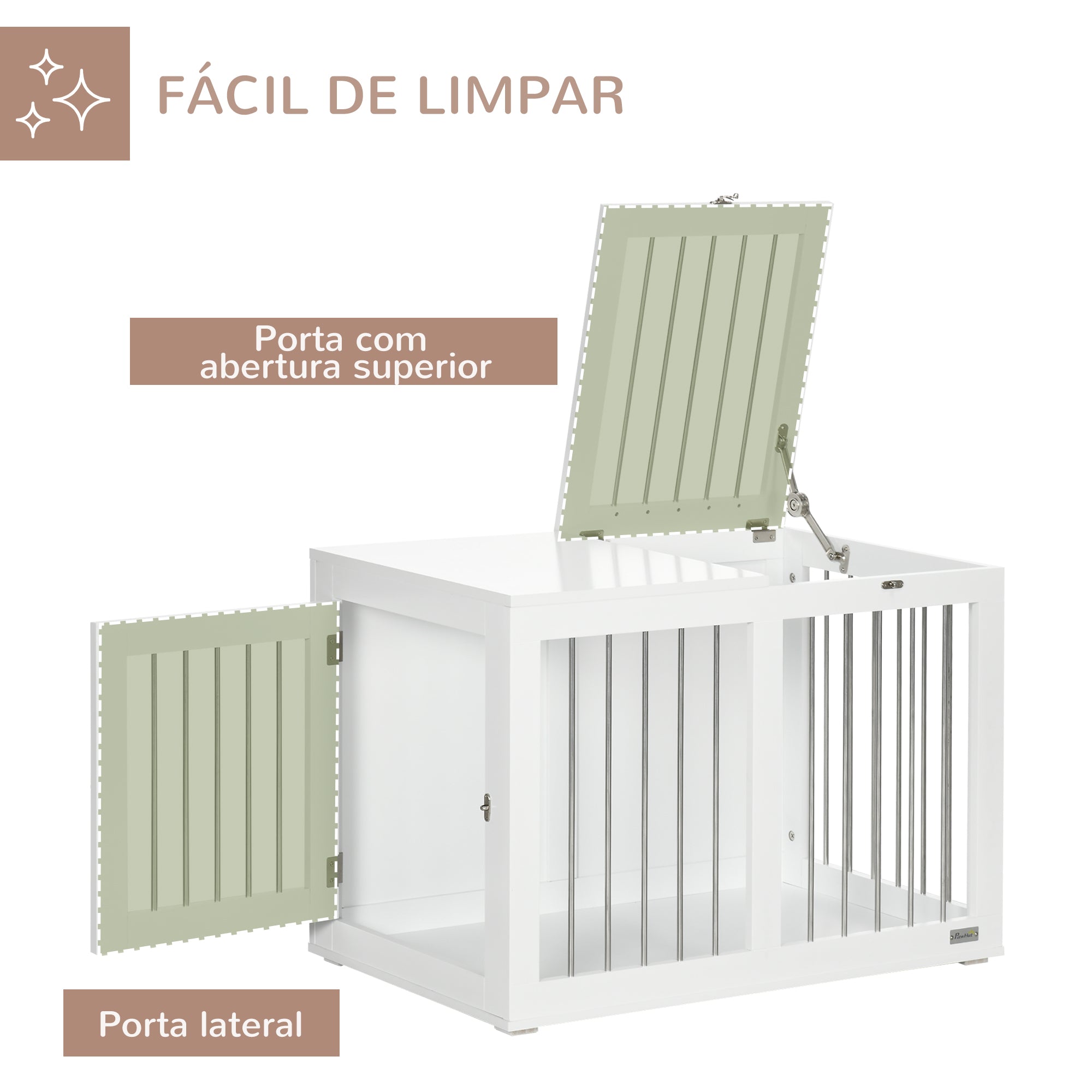 Gaiola para Cães de Tamanho Médio – 80x50x56,5 cm – Branco – Aço e MDF