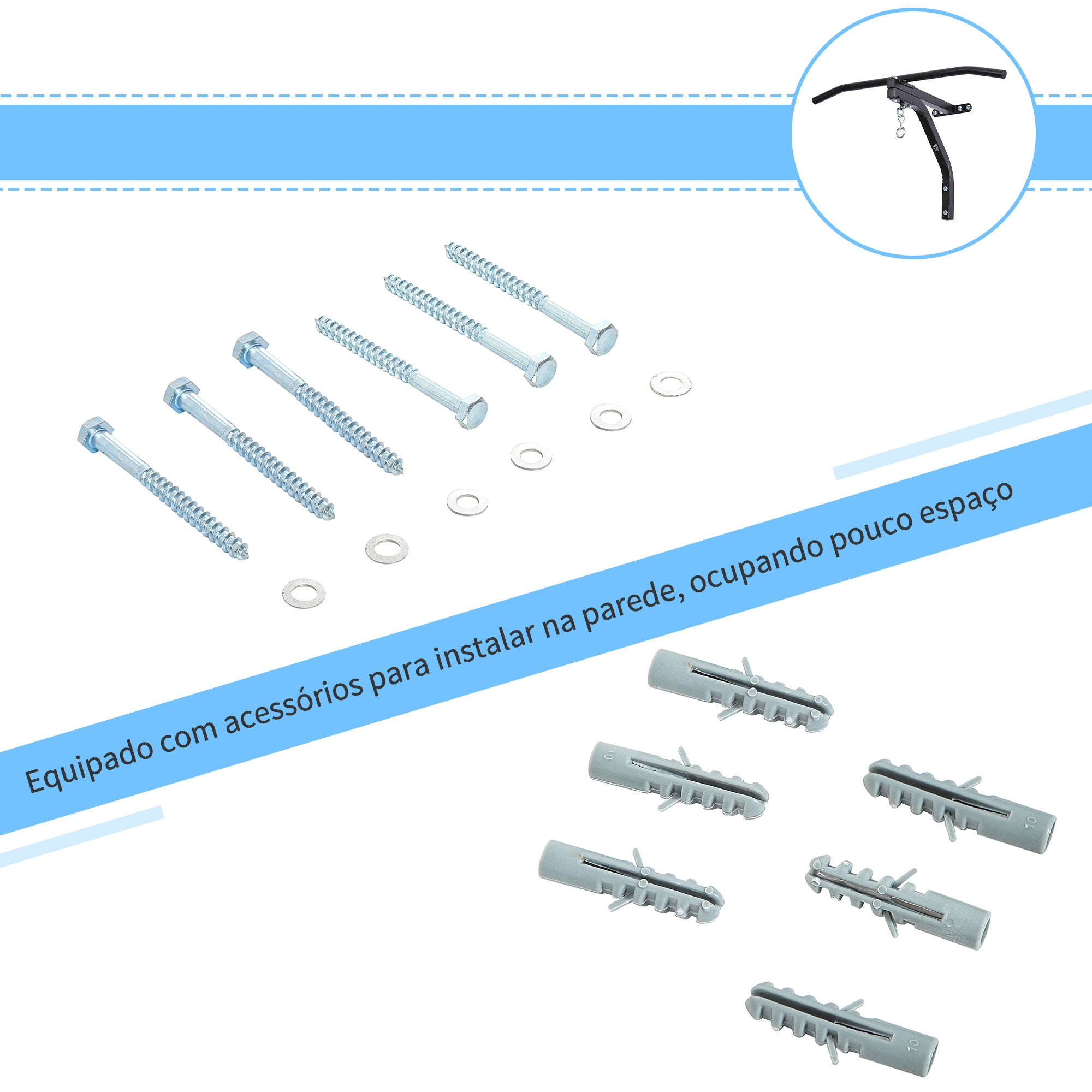 Barra de Elevação e Suporte para Saco de Boxe em Aço – 93x47x51 cm – Preto