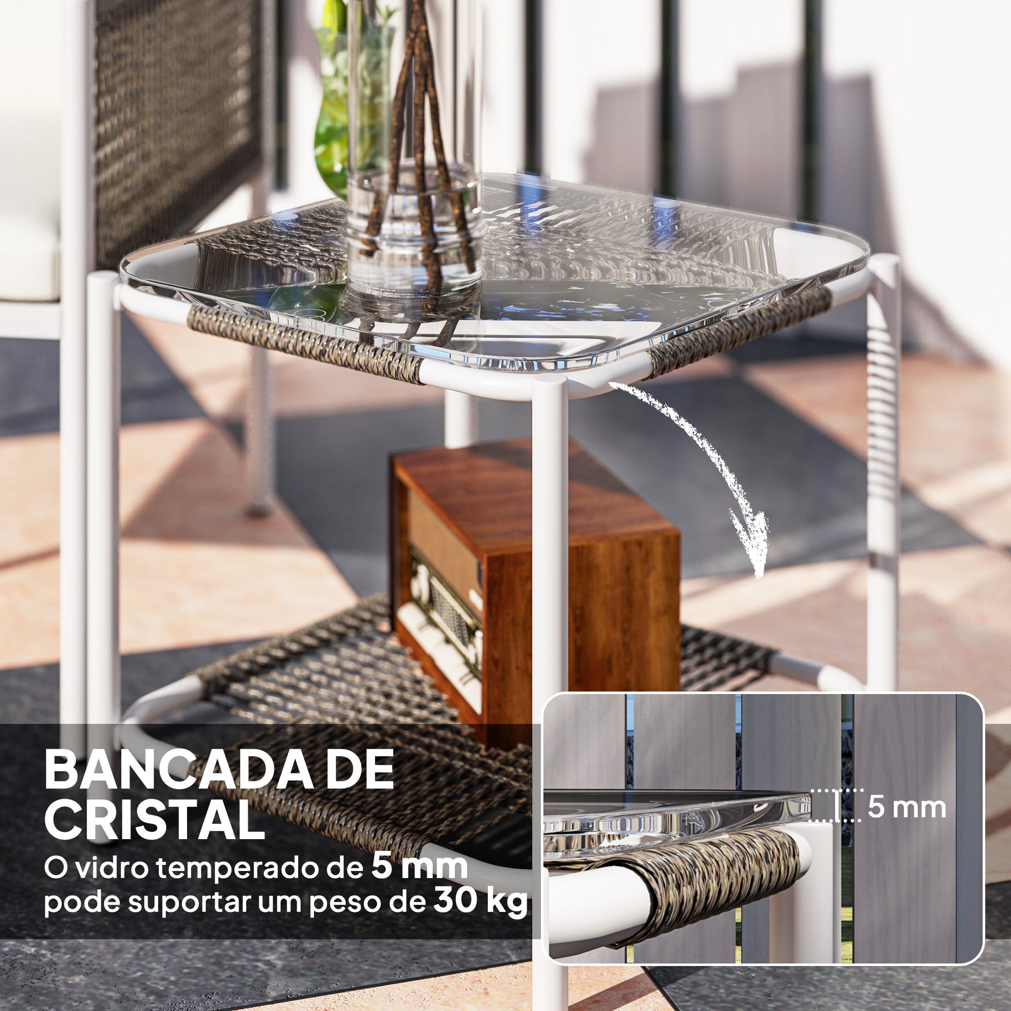 Conjunto de Jardim 3 Peças Creme 82x59x64 cm