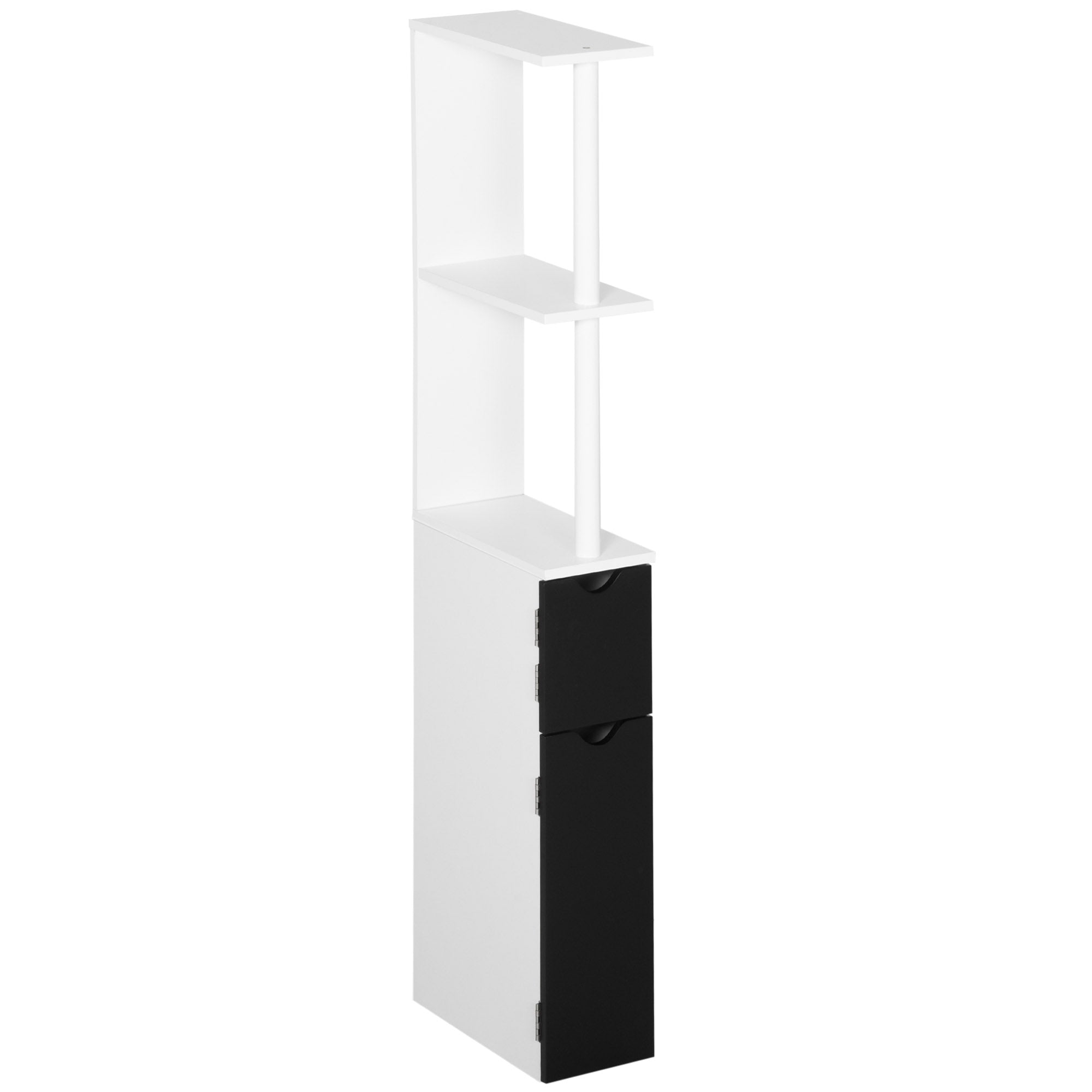 Coluna Auxiliar Casa de Banho Moderna 15,2x29,8x118 cm Branco e Preto