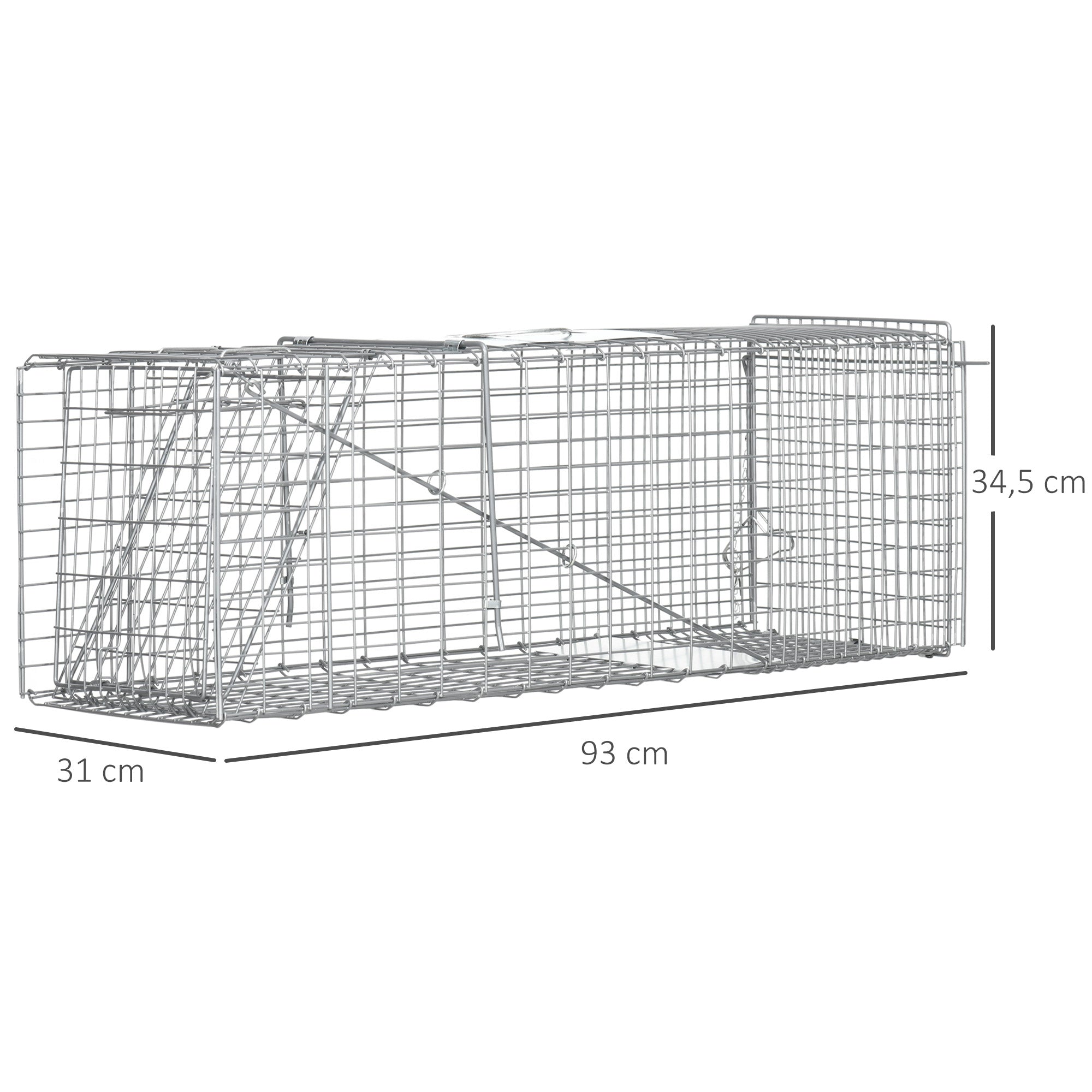 Armadilha para Animais Vivos Prata 93x31x34,5 cm - Captura Segura e Humana