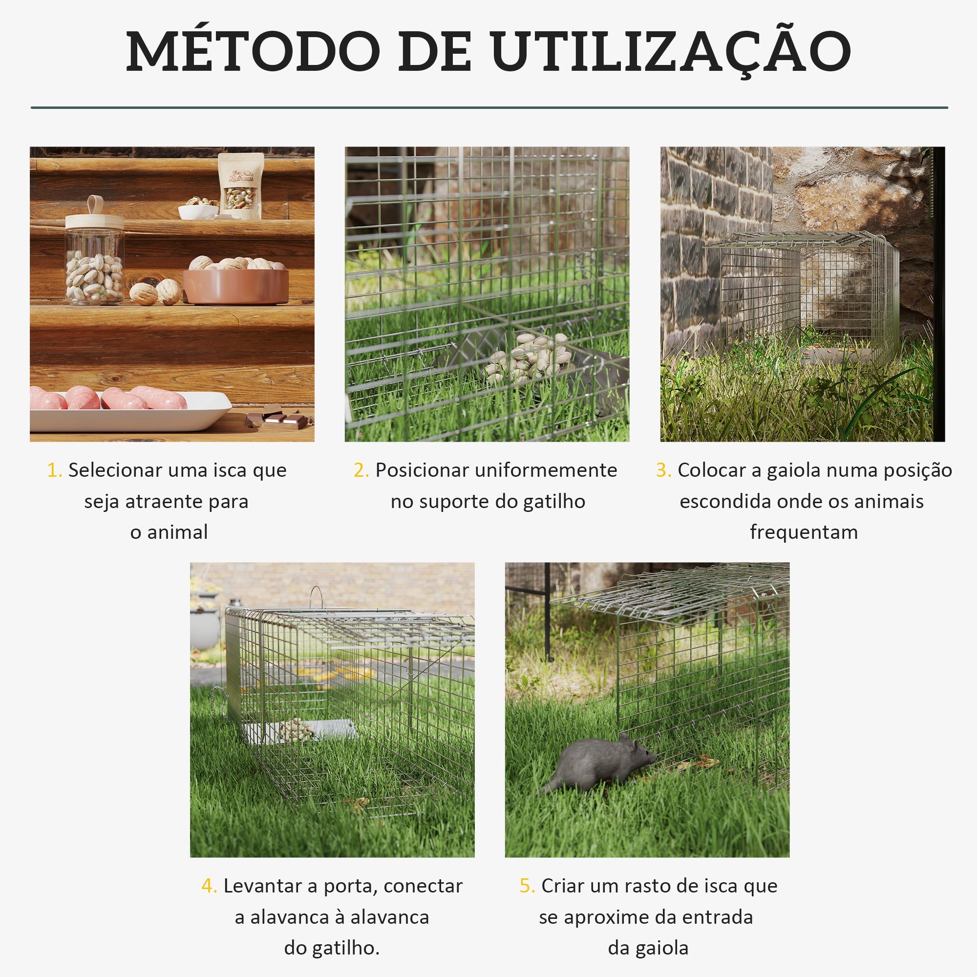 Armadilha para Animais Vivos Prata 93x31x34,5 cm - Captura Segura e Humana