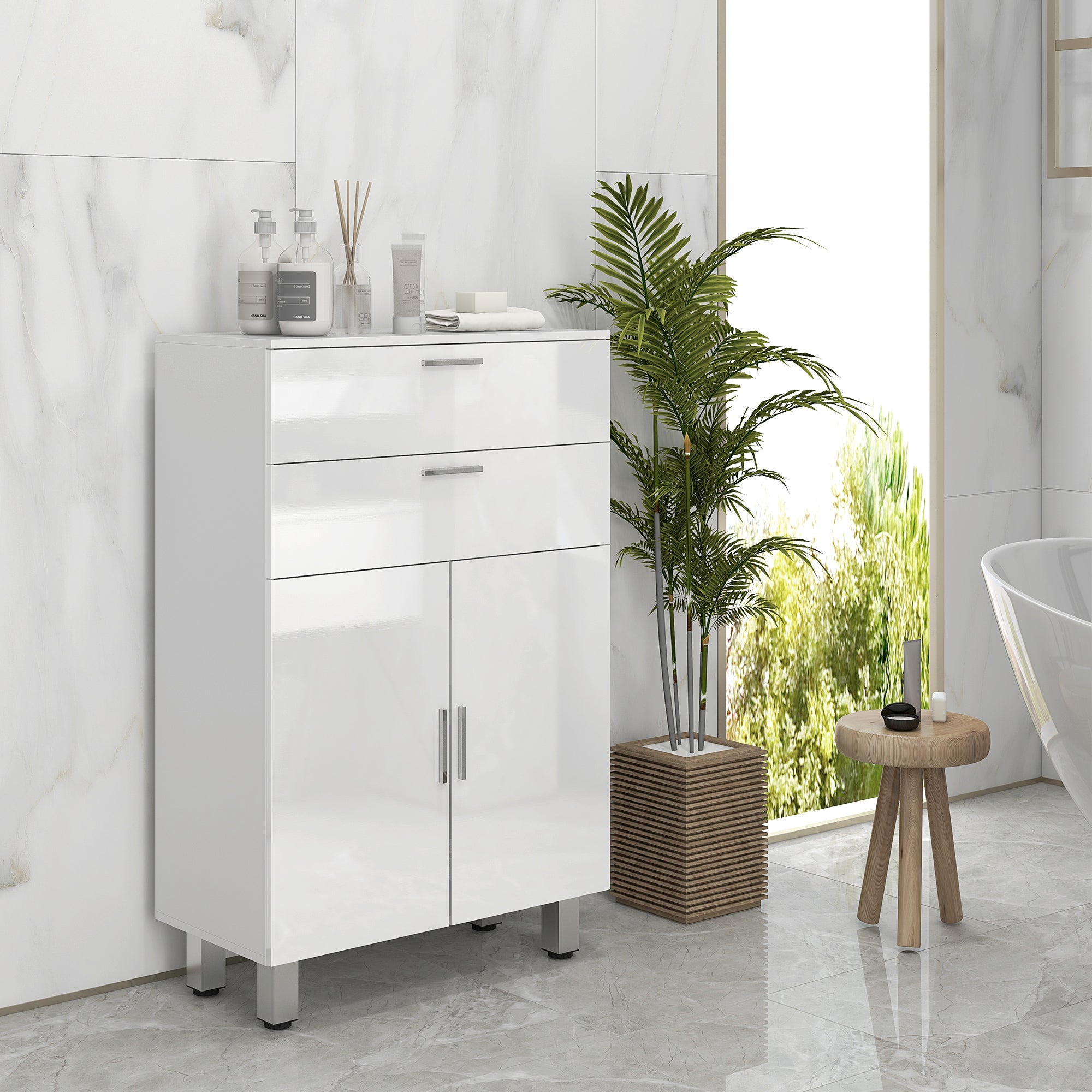 Móvel Auxiliar Casa de Banho Moderno 60x30x93 cm Branco