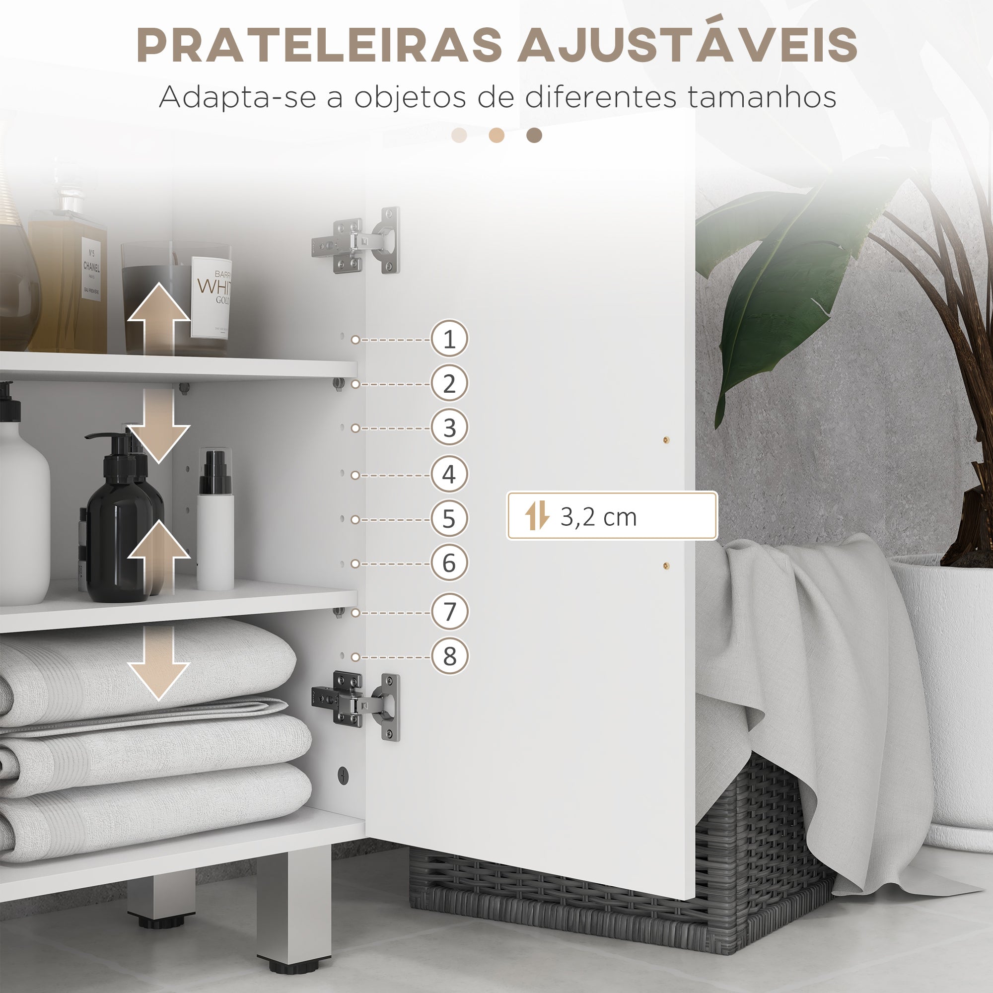 Móvel Auxiliar Casa de Banho Moderno 60x30x93 cm Branco