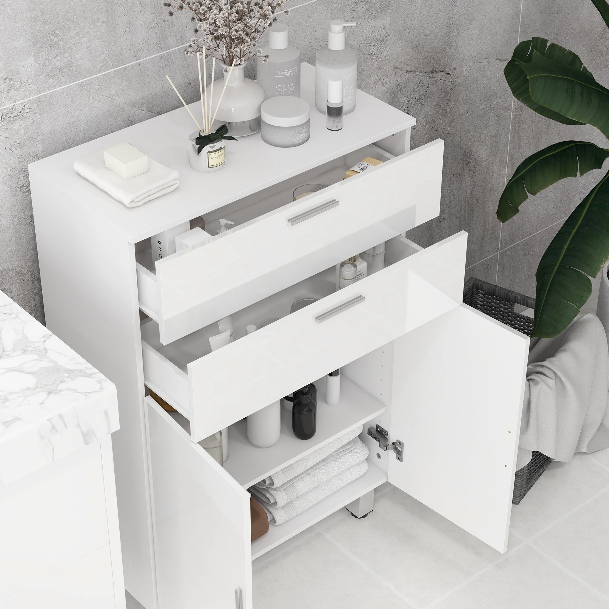 Móvel Auxiliar Casa de Banho Moderno 60x30x93 cm Branco
