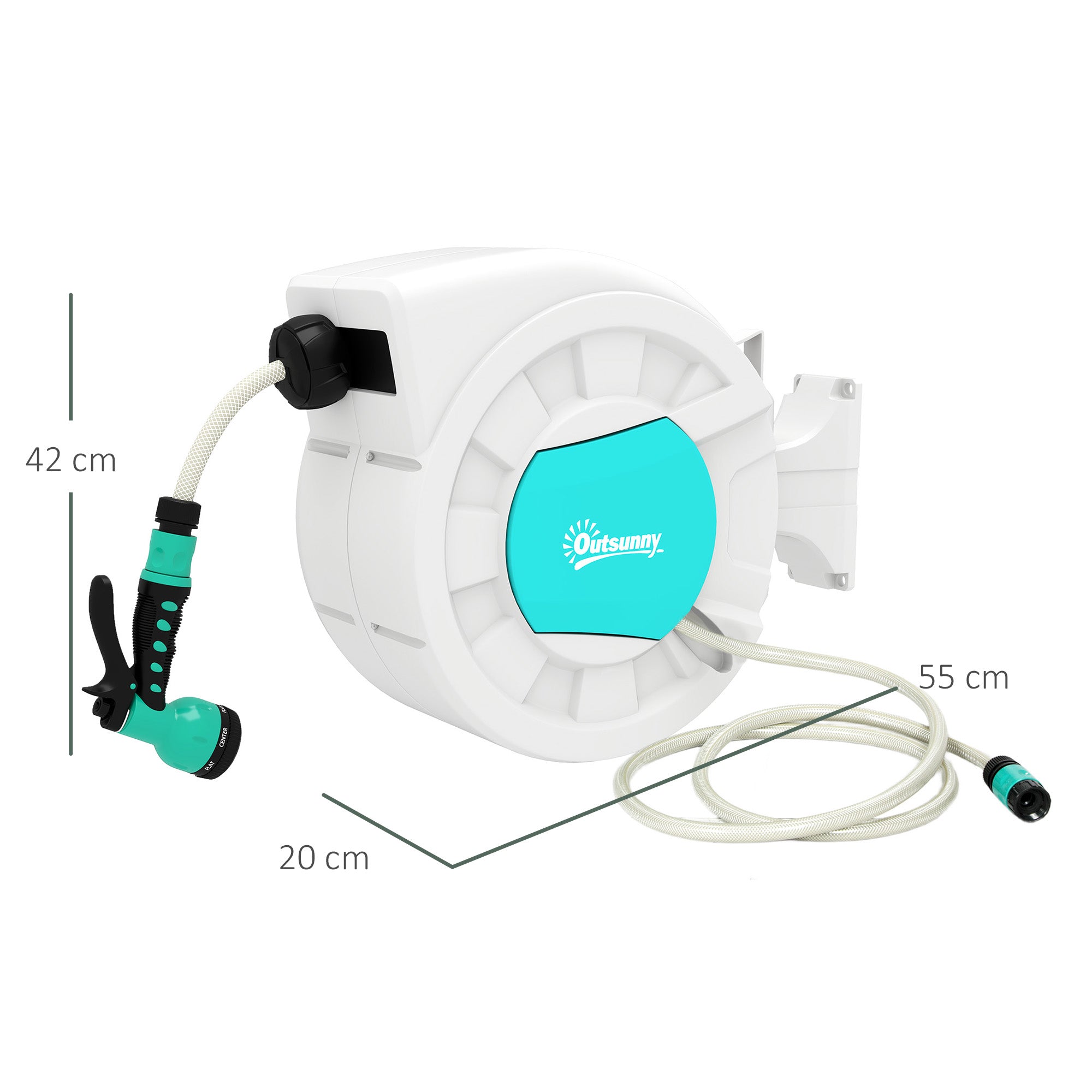 Carretel de Mangueira Retrátil de Parede 25+2 m Cinza Claro 55x20x42 cm