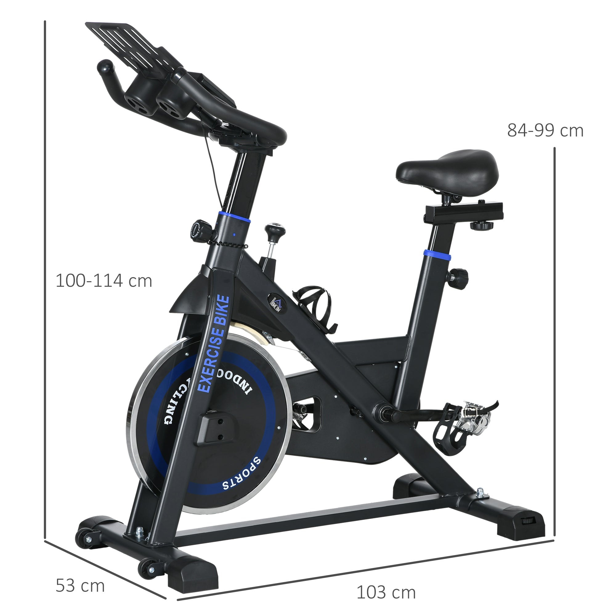 Bicicleta Estática Fitness com Volante de Inércia 8 kg 103x53x110-114 cm Azul