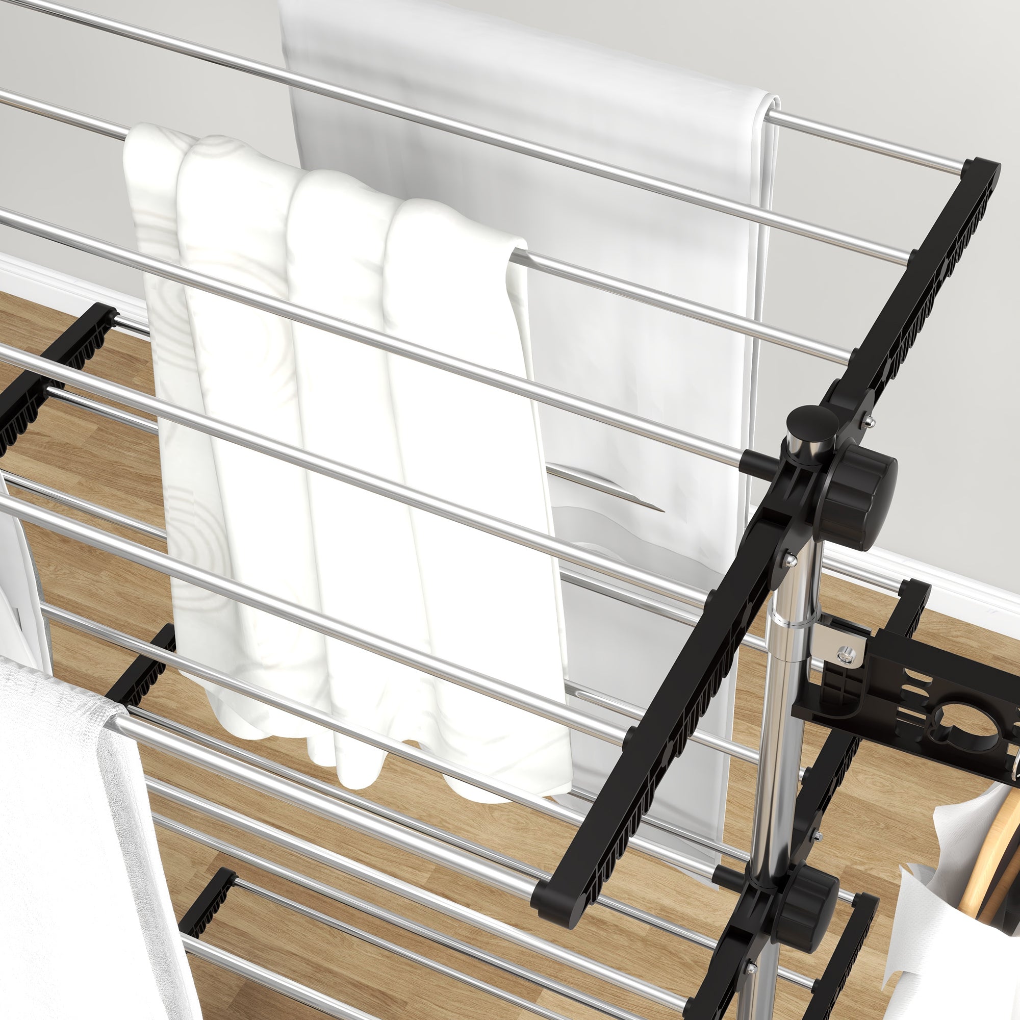 Estendal Vertical Dobrável de 4 Níveis Preto e Prata 142x55x172 cm