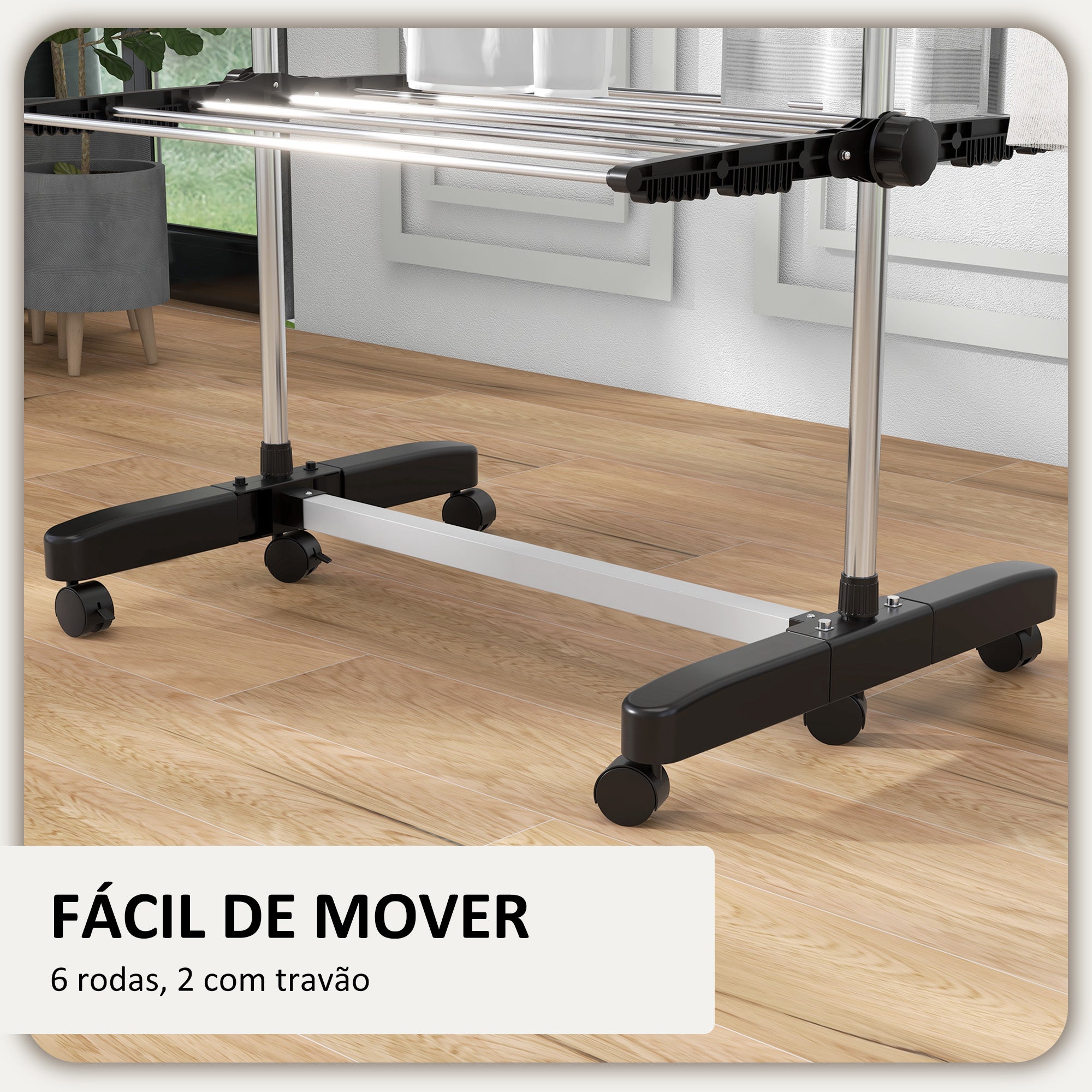 Estendal Vertical Dobrável de 4 Níveis Preto e Prata 142x55x172 cm