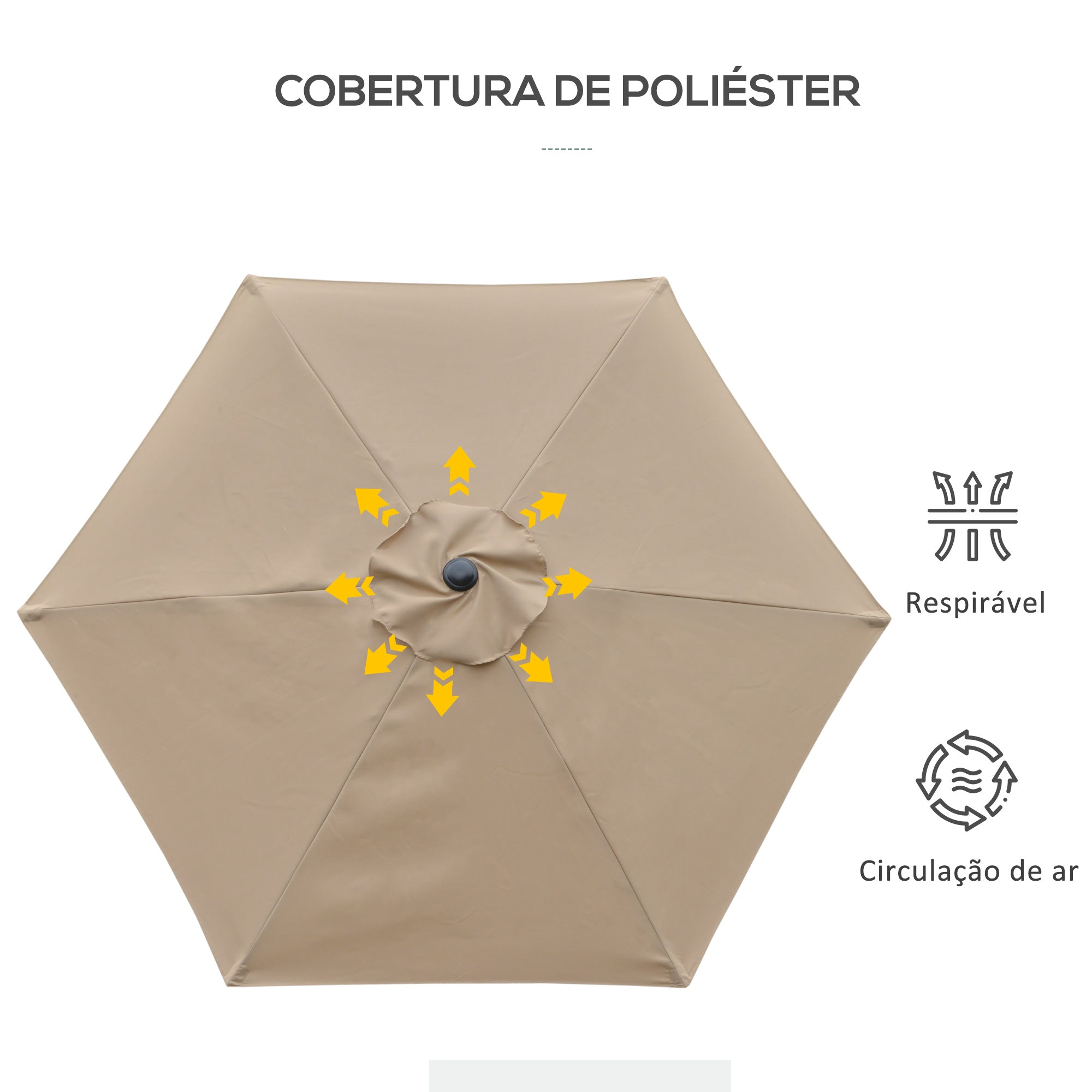 Chapéu de Sol de Jardim Ø230x216 cm - Cor Cáqui