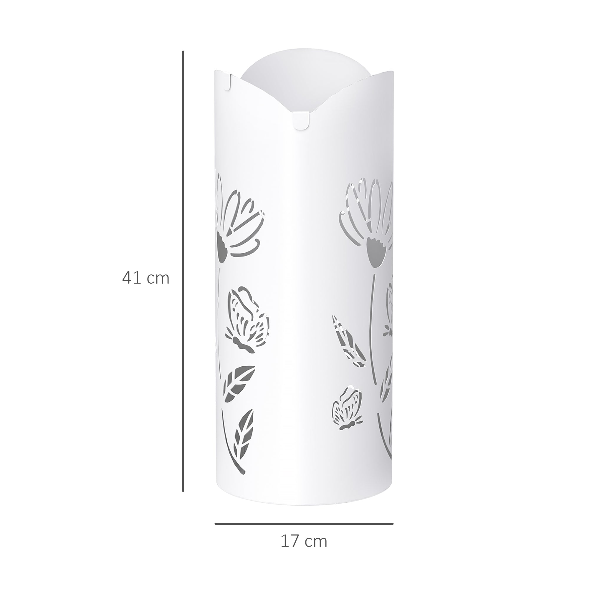 Suporte para Guarda-Chuva Branco 17x17x41 cm com Bandeja Amovível e 4 Ganchos