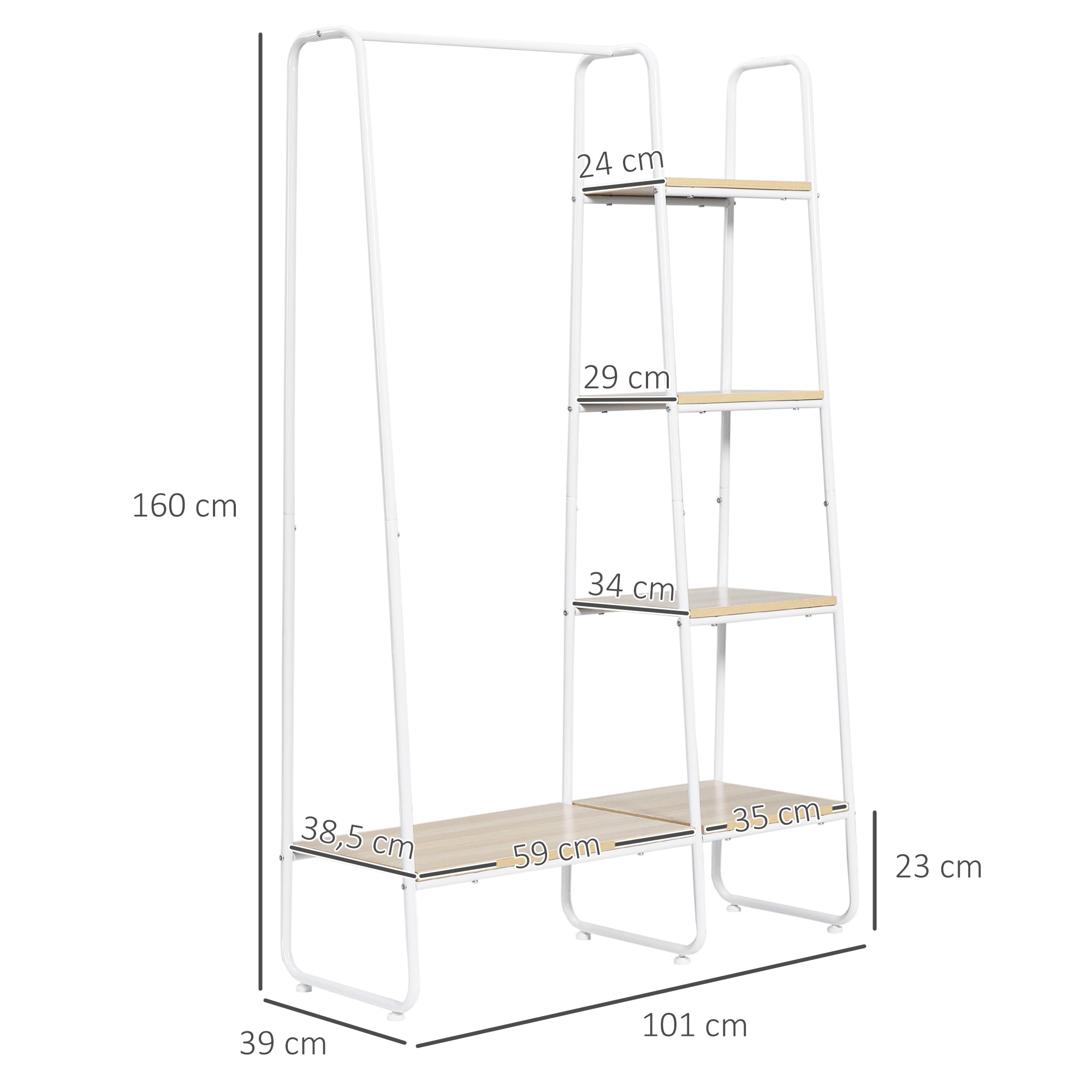 Suporte para Cabides de Madeira 101x39x160 cm - Madeira e Branco
