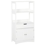Armário de Banheiro 3 Prateleiras Gaveta 2 Portas 60x33x122,5cm Branco