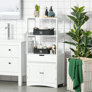 Armário de Banheiro 3 Prateleiras Gaveta 2 Portas 60x33x122,5cm Branco