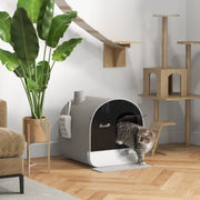 Caixa de Areia Fechada para Gatos 43x44x47 cm - Cinza Claro